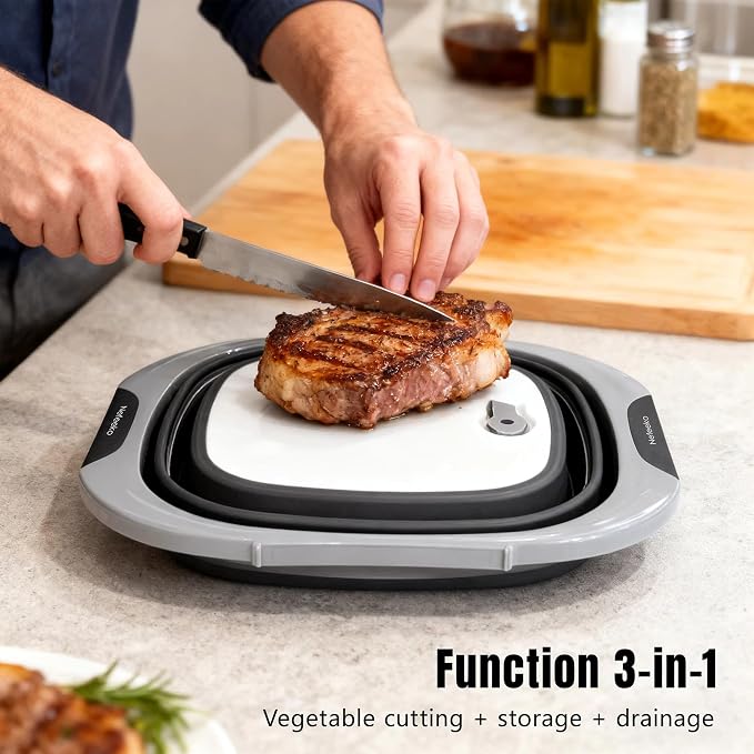Tabla plegable 3 en 1 con tapa, 10L gris miniatura 5