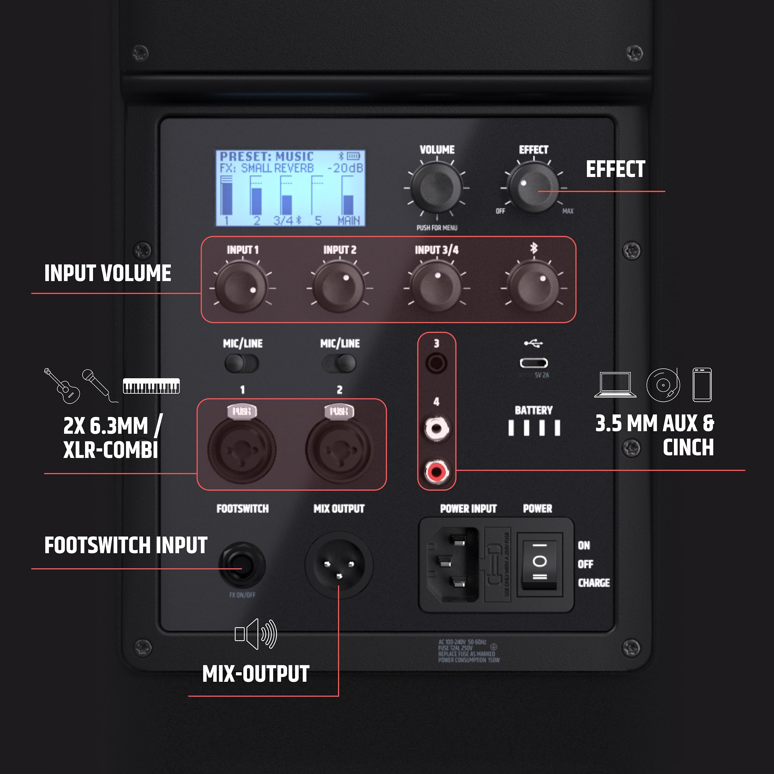 LD Systems ANNY 8 Altoparlante PA Bluetooth portatile a batteria con mixer