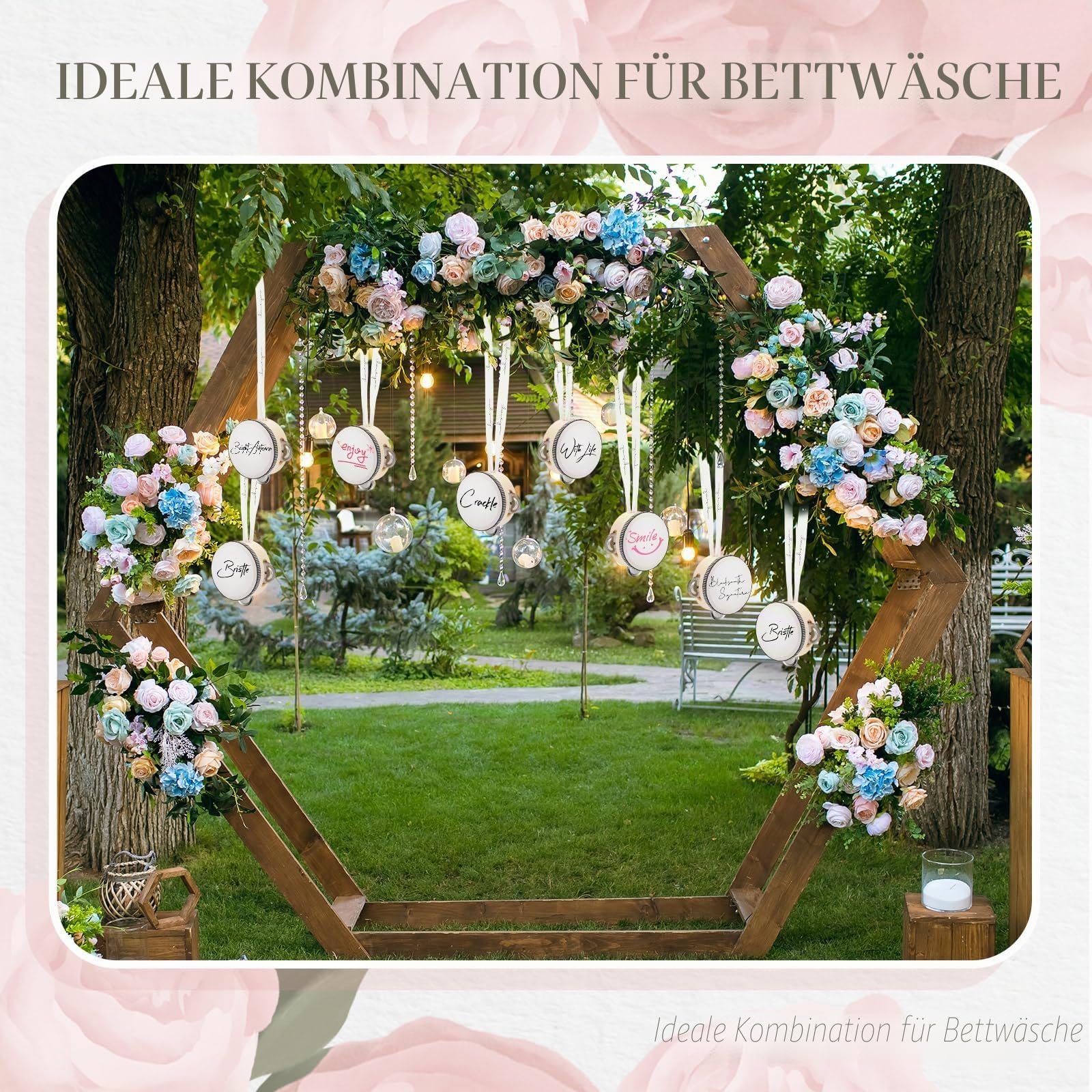 50 Stück 10,2 cm Hochzeit Tamburin Bulk Drum für Erwachsene Hand Handheld Percussion Geschenk Holz Metall Schellen Musikalisches pädagogisches Schlagzeug Instrument für Kirche Hochzeit Party