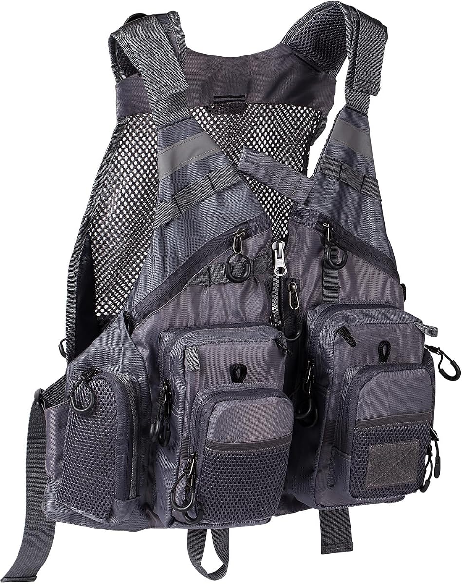 Chaleco de pesca con correa ajustable para hombres y mujeres, para pesca de contrabajo y actividades al aire libre
