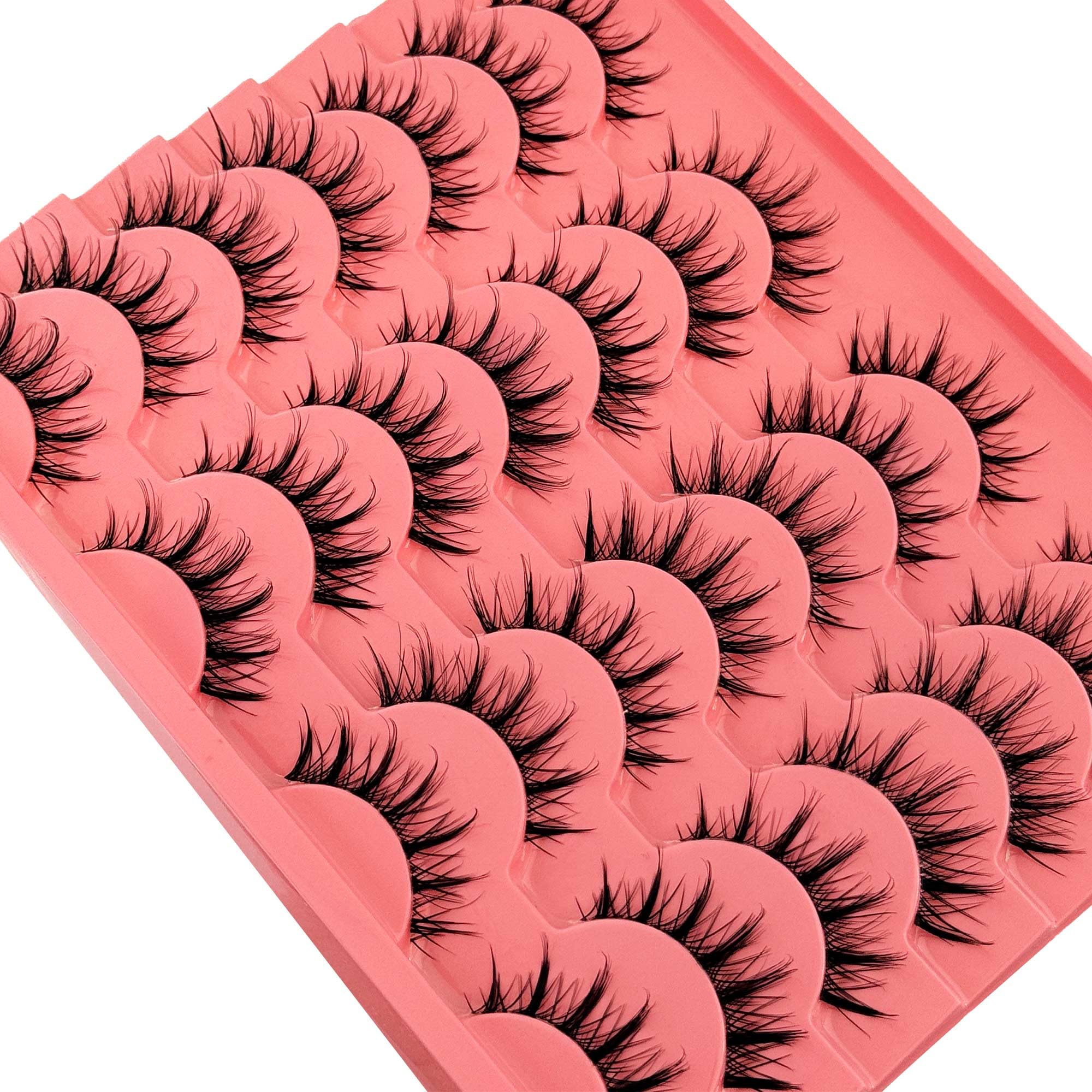 Manga Lashes Yasnai Wispy Natural Look Lashes Anime Sztuczne rzęsy Kocie Oko Objętość Rzęsy Sztuczne Rzęsy 13 mm Kolczaste Koreańskie Japońskie Azjatyckie Cosplay 3D Rzęsy Oczu Opakowanie 7 par