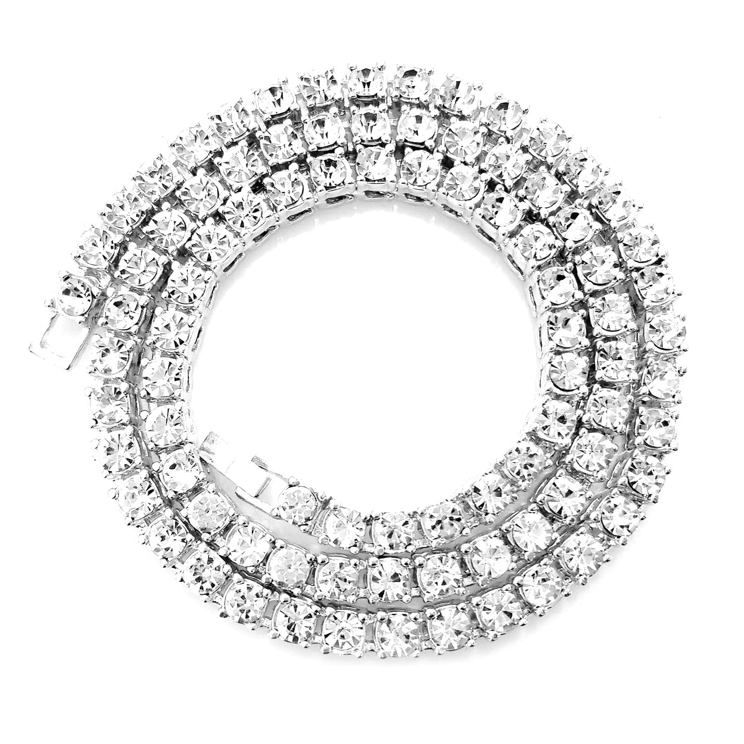 Unisex Adult Iced Out Hip Hop Gold Artificial Diamond Cz Tennis Chain 20 Inch