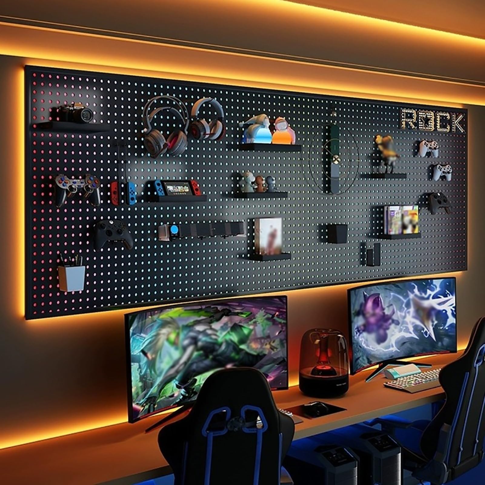 Tablero Perforado Escritorio con 20 Piezas de Ganchos Panel Herramientas Pegboard Organizador Herramientas Pared Estanterias Almacenaje Pared(120x40cm/47x16in)