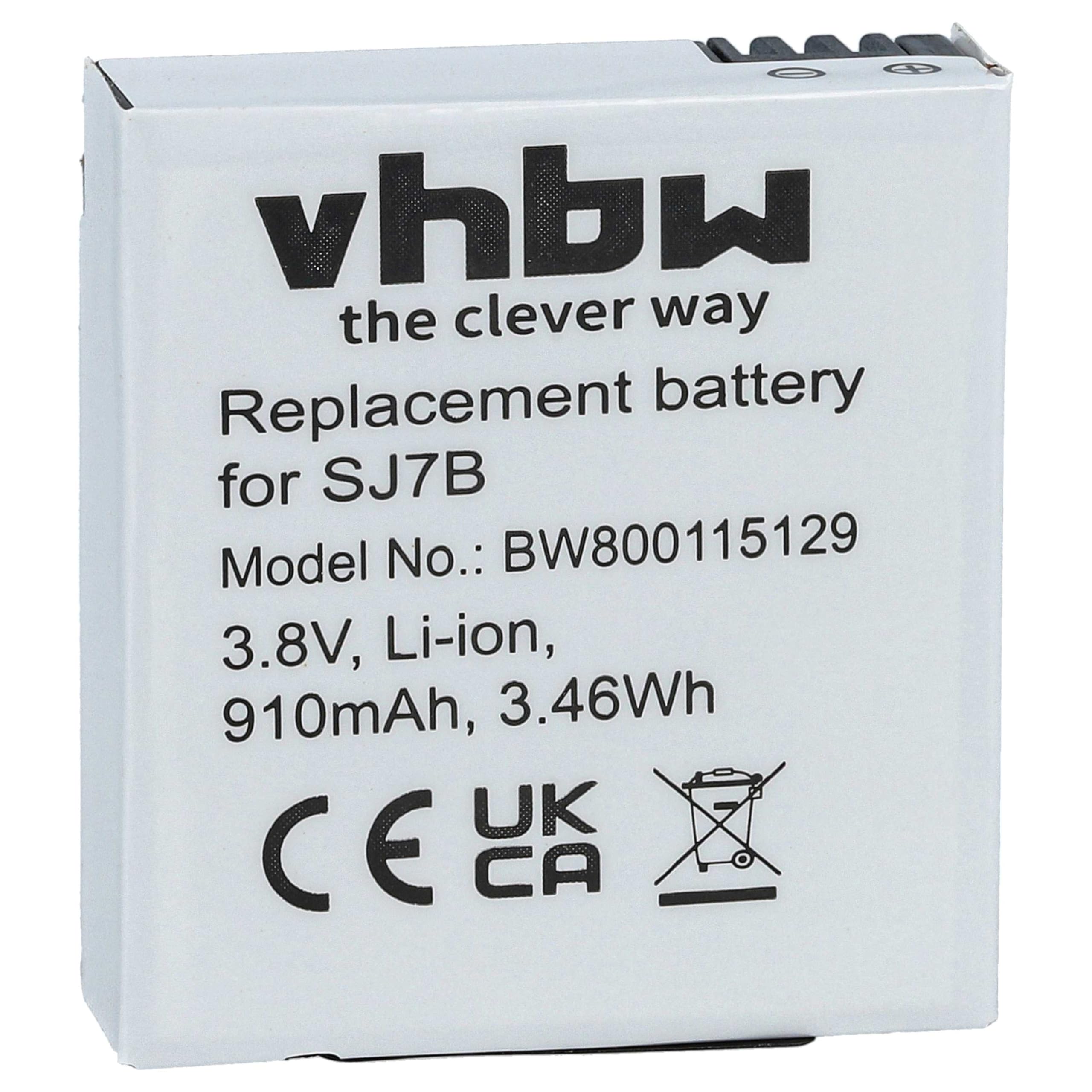vhbw 2x batteria compatibile con Sjcam SJ7 Star videocamera camcorder (910mAh, 3,8V, Li-Ion)