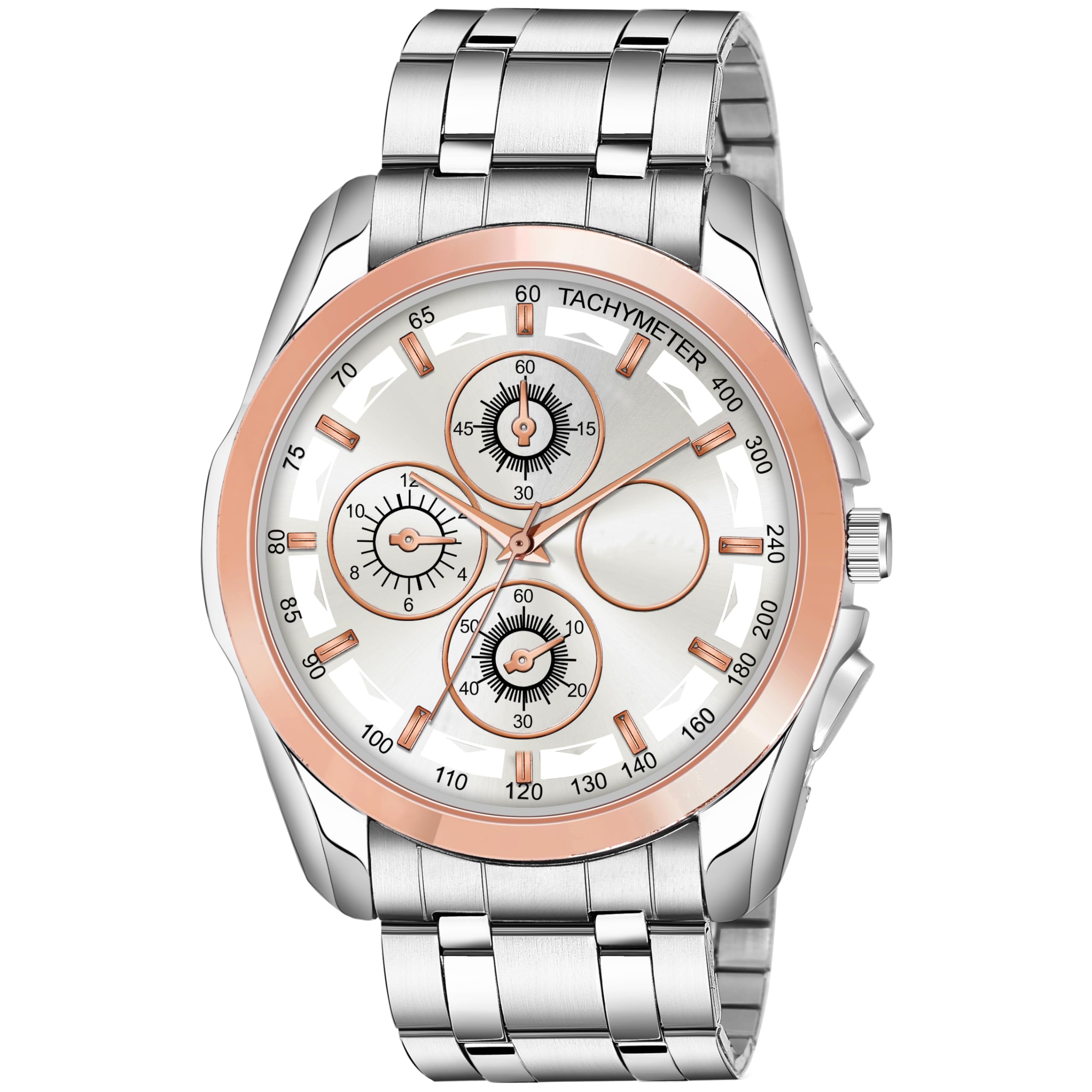 Silver & Rosegold Dummy Chronograph Metal Analog Watch for Men LR115 (B0D86P81D5) Amazon Price History, Amazon Price Tracker