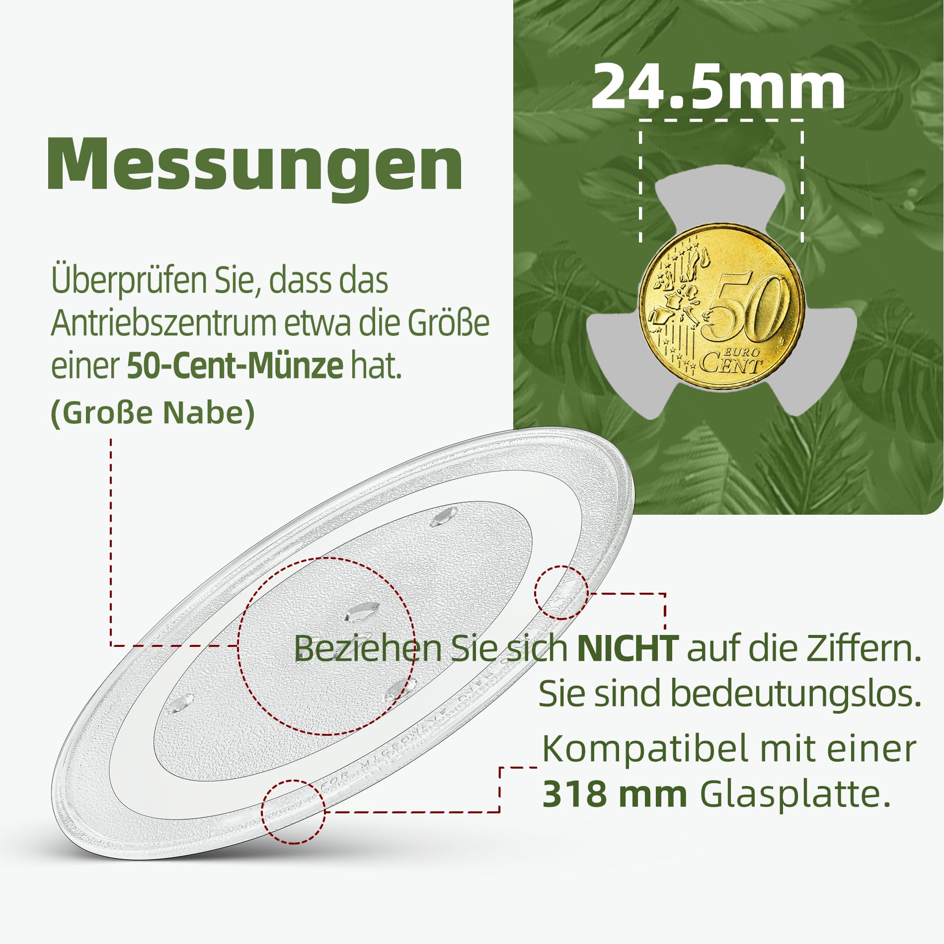 31,8 cm Mikrowellen Glas Platte Kompatibel mit GE WB39X10003 Samsung DE74-20015G und Maytag 318 mm Mikrowellen Glas Drehteller – Ersetzt Hotpoint Mikrowellen Drehteller Platte