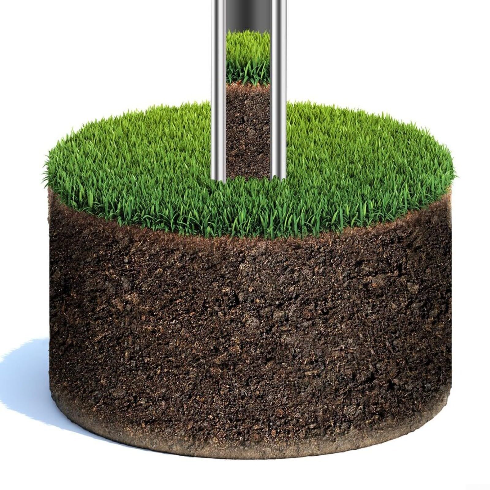 Sonda de suelo de acero inoxidable de 36 pulgadas con mango en T, sonda de muestreo de suelo con pedal de pie y 2 bolsas de muestra reutilizables para pruebas de suelo de jardín, césped, granja