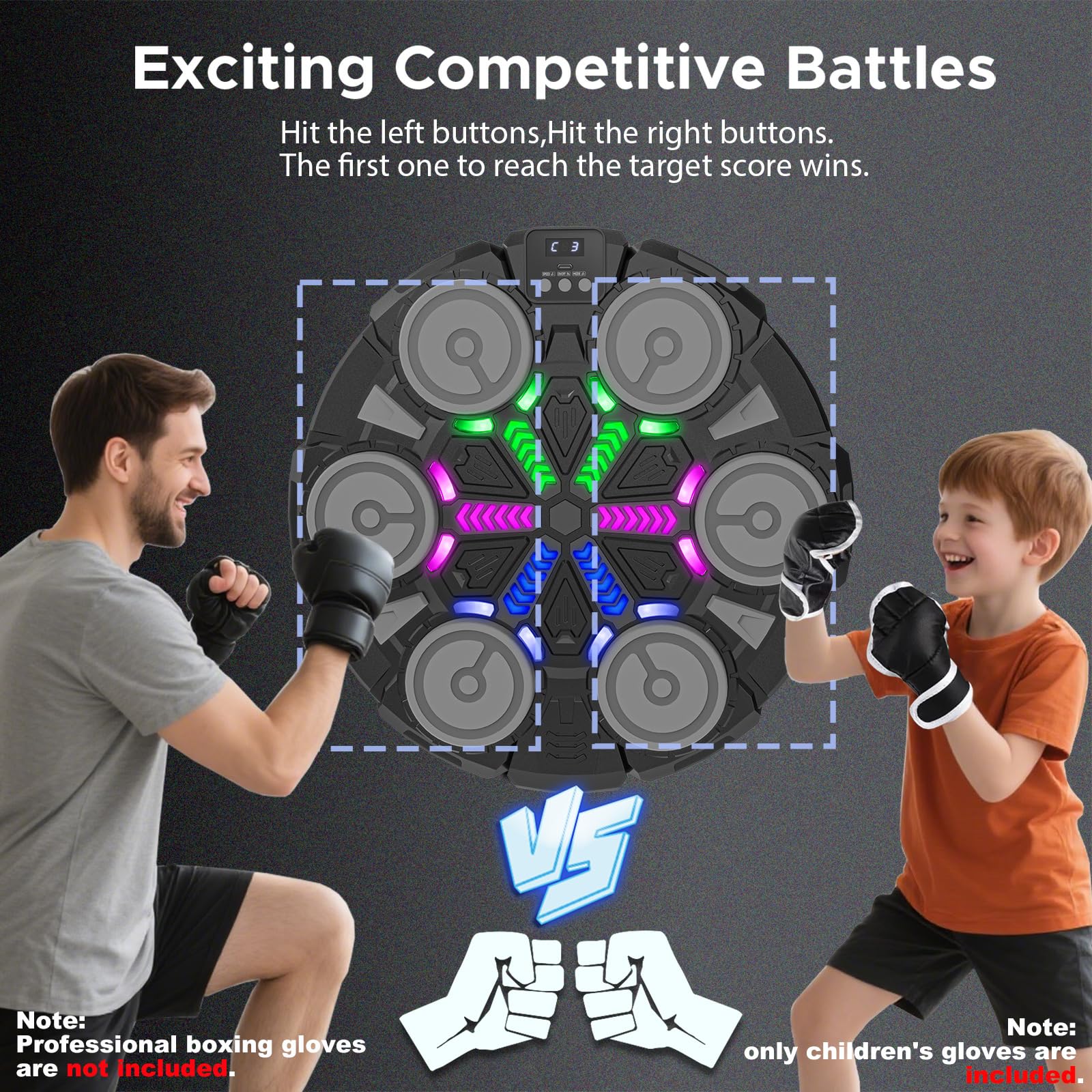 Macchina da Boxe Musicale per Adulti e Bambini, Attrezzatura Intelligente per Allenamento di Boxe, con Bluetooth, da Parete, Bersaglio, Giocattoli Sportivi per Bambini, con guantoni da Boxe
