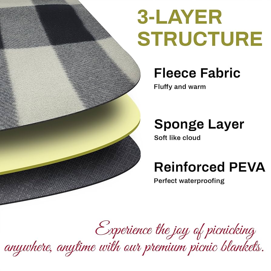 Rojeam Picnic Blanket Foldable Outdoor Picnic Mat Waterproof Beach Blanket Camping Blanket With Carrying Handle Beach Mat~p64261322