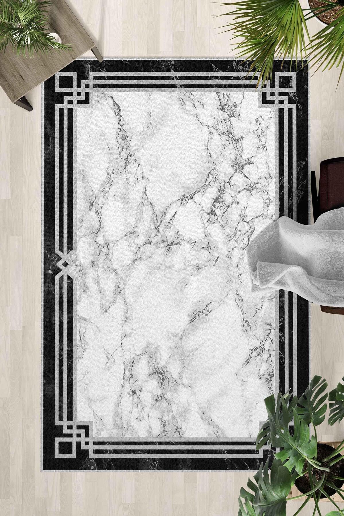 Monnhein Çok Renkli Halı 0053 - Yıkanabilir, Kaymaz Taban, Dijital Baskılı, Leke Tutmaz, İnce Hav, Modern Salon, Oturma Odası, Yatak Odası ve Mutfak için Dekoratif Halı