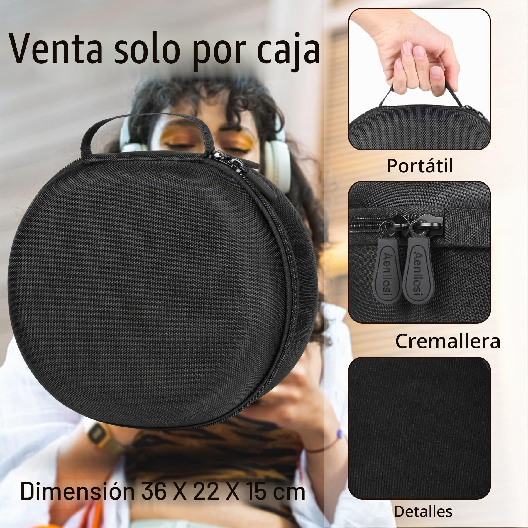 Aenllosi Estuche Rígido para Auriculares Pulse 3D PlayStation 5 Sony,Negro | Estructura de EVA Protectora, Material Exterior con Resistencia al Agua, Interior Suave Protector, Cierre con Cremallera