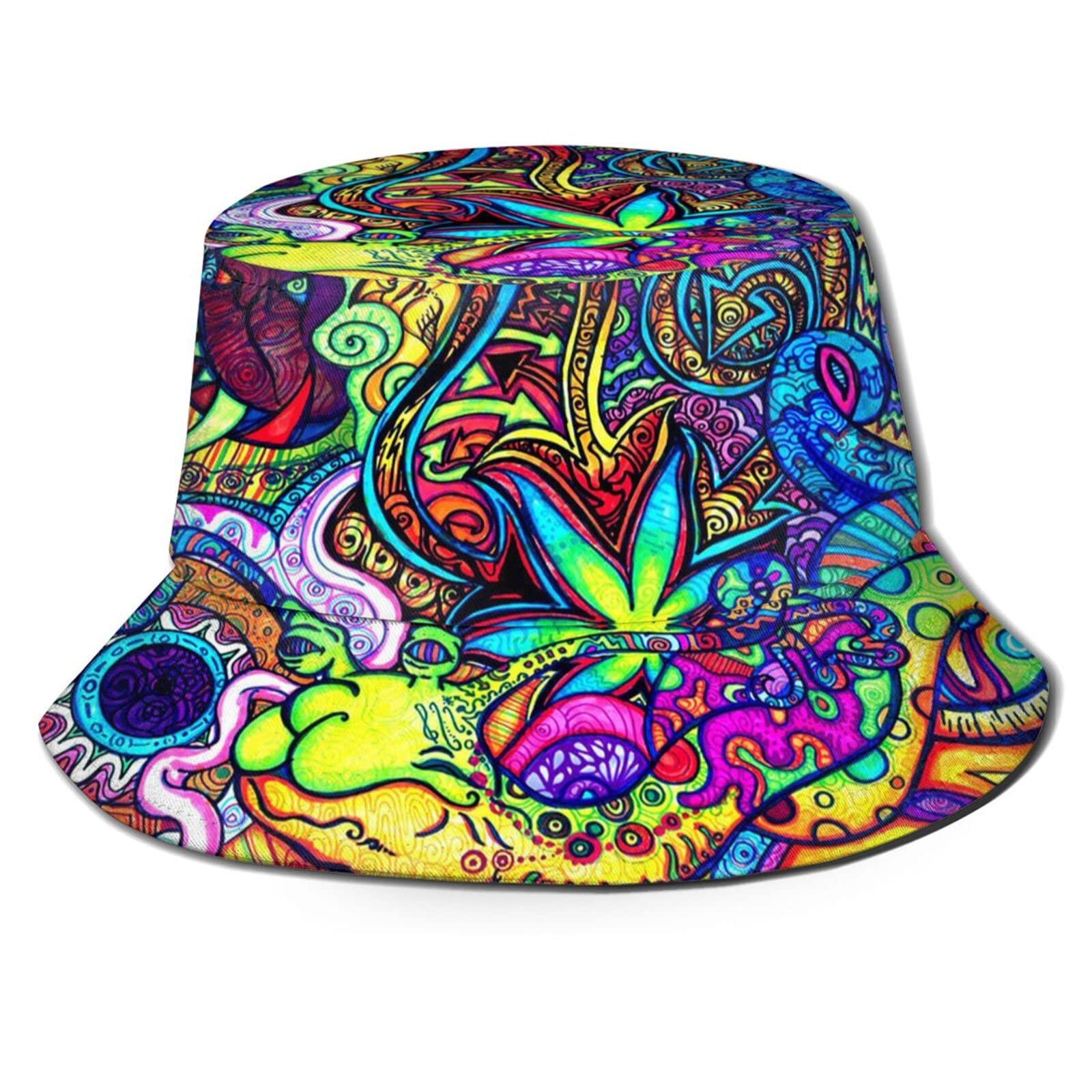 USMEISANSHI Fashion Trippy Bucket Hat Psychedelic Fisherman Hat Print Beach Hat Packable Outdoor Travel for Women Men Teens
