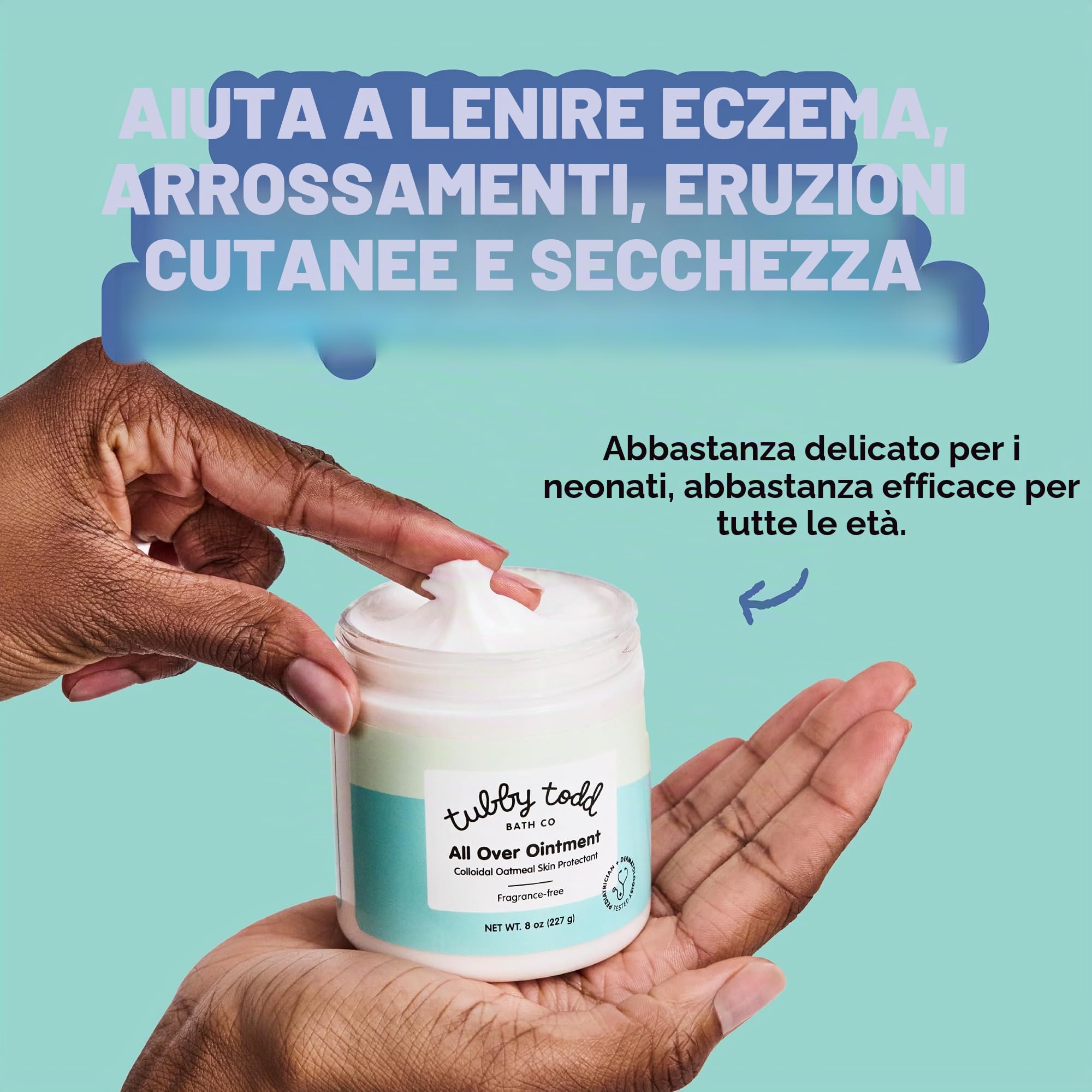 Tubby Todd Unguento All Over per bambini, crema multiuso per eczema per pelli sensibili, pelle secca, eruzioni cutanee, irritazioni, confezione da 2-226,8 g - senza profumo