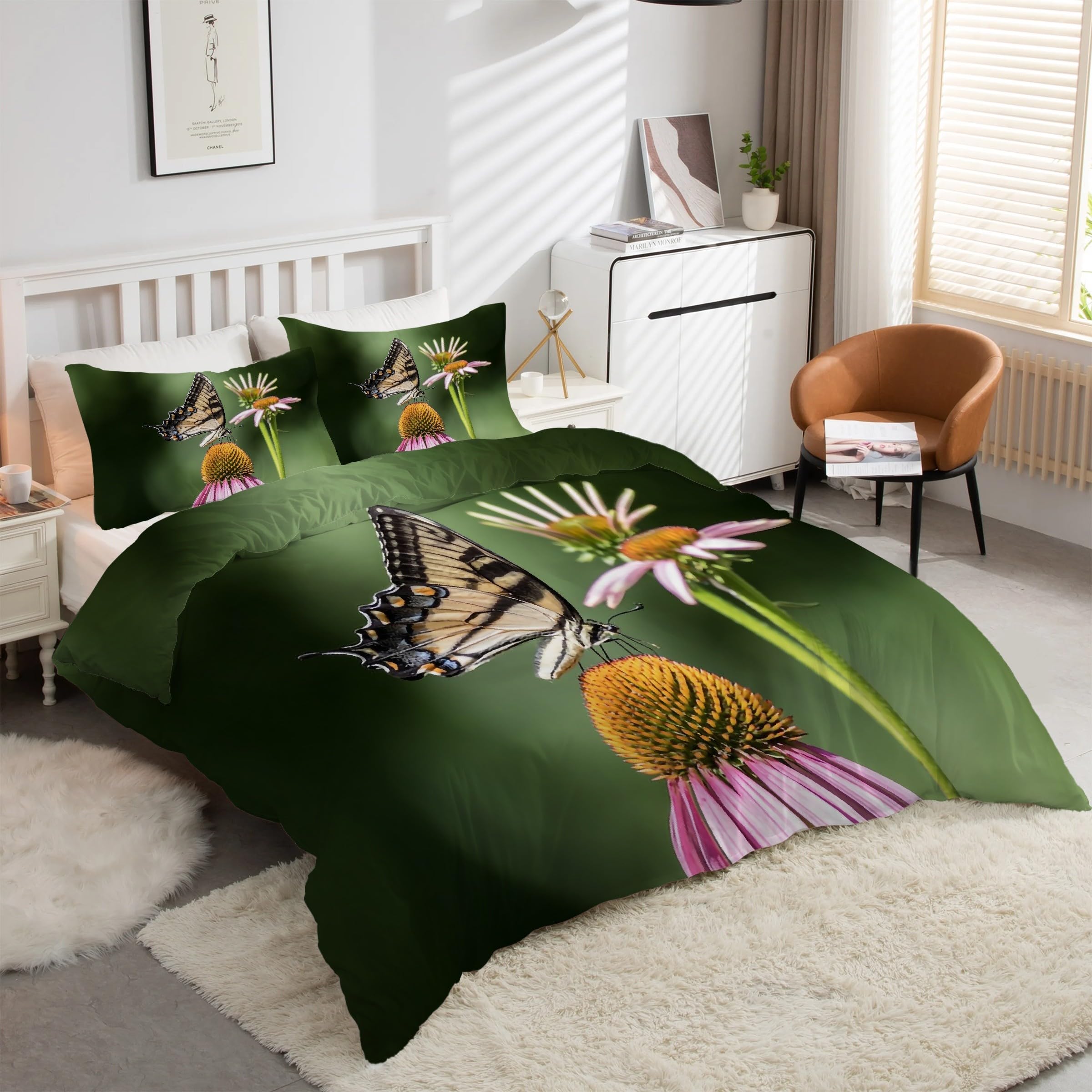 Housse de Couette 160x200 Fermeture Éclair Parure Lit Microfibre Ultra Douce