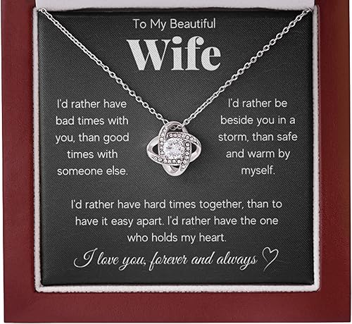 Regalos de cumpleaños para esposa de parte del esposo Collar de alma gemela con tarjeta de mensaje y caja de corazón Regalo de aniversario,