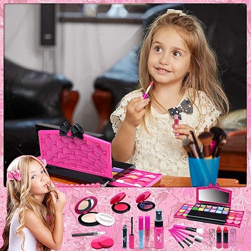 Miniatura 3 de Kit de maquillaje para niños para niñas, kit de maquillaje real, juguetes para niñas pequeñas y no tóxicos, juego de princesa para niños, regalo de