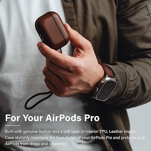 Miniatura 2 de KORDIZ Funda de cuero Impact Airpods Pro de 2 generación  Compatible con Airpods Pro de 2 generación  Cuero genuino  MagSafe  Protección completa