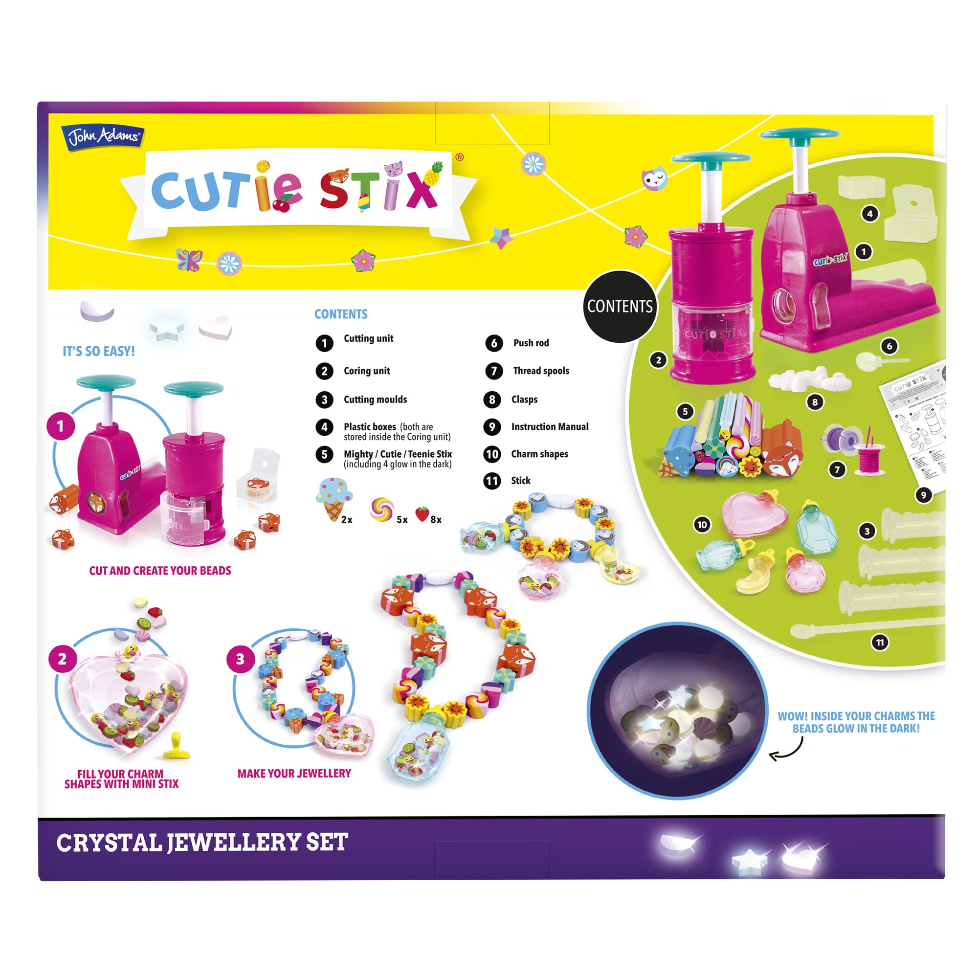 John Adams 11176 Cutie Stix - Set di gioielli in cristallo, multicolore