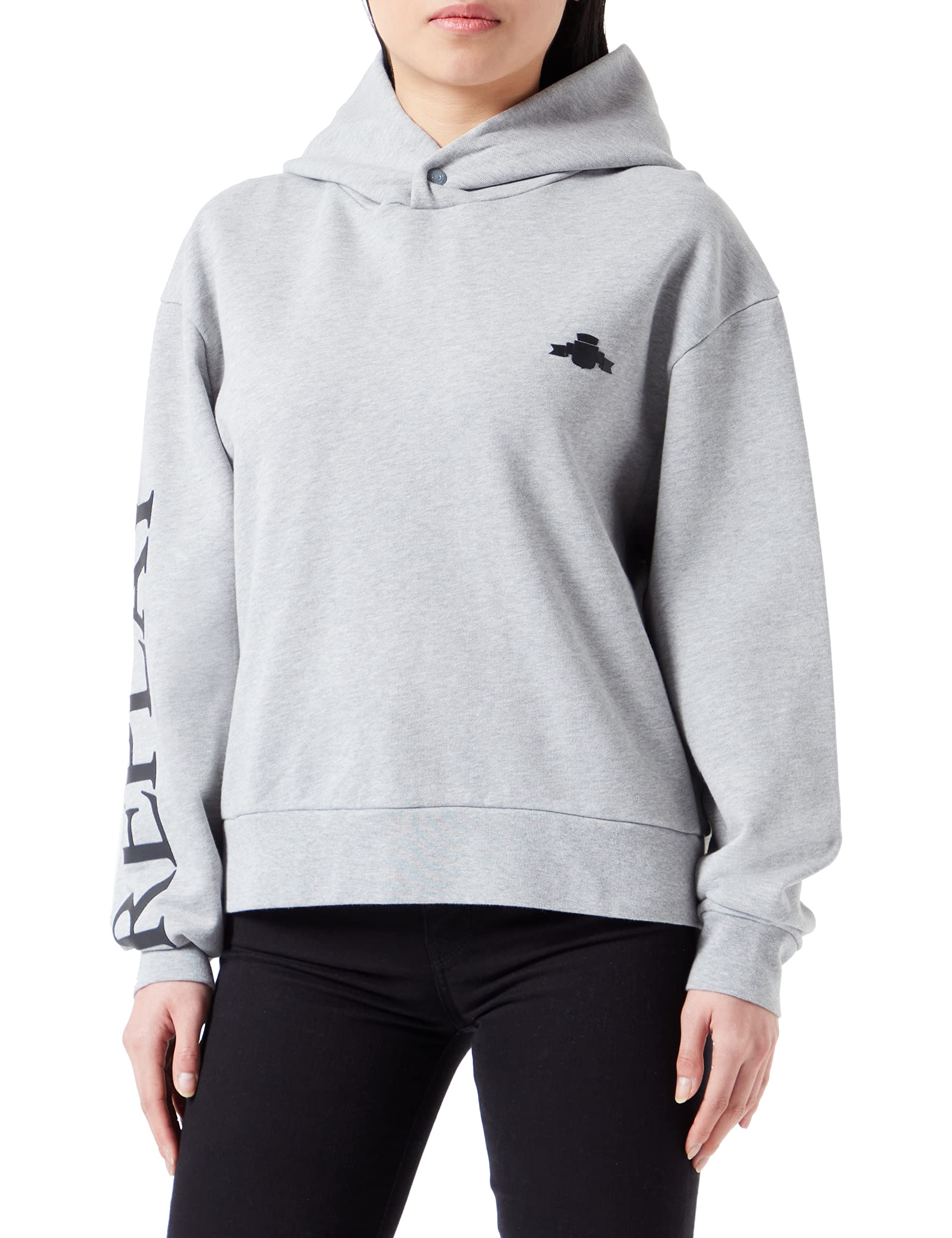 REPLAY women's hoodie with hood, Melange Grey M08 (Grey), S