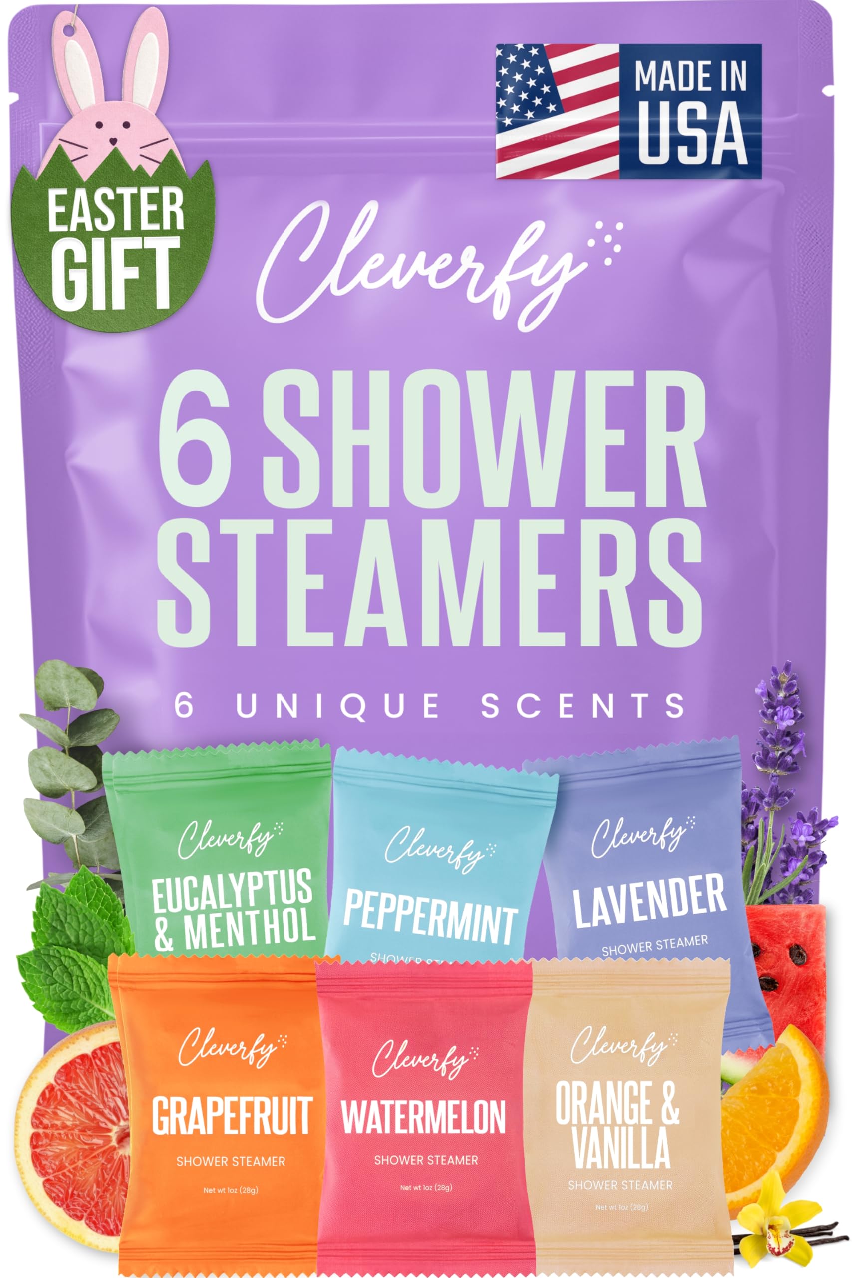 Cleverfy Shower Steamers Aromatherapy for Women and Men - Self-Care Shower Bombs for Stress Relief and Relaxation - 6 Tablets