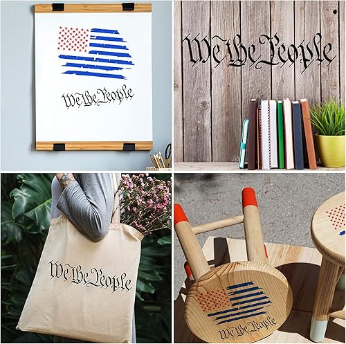 Miniatura 6 de 6 plantillas de bandera estadounidense, plantillas reutilizables para pintar sobre madera, álbumes de tarjetas, pared, suelo, manualidades, 6 tamaños