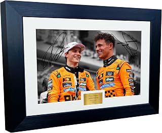 Kitbags & Lockers 12x8 A4 Oscar Piastri Lando Norris Grand Prix 2025 McLaren MCL39 Car Autographed Signed Signature Photo Photograph Picture Frame Racing Formula 1 F1 Poster Gift