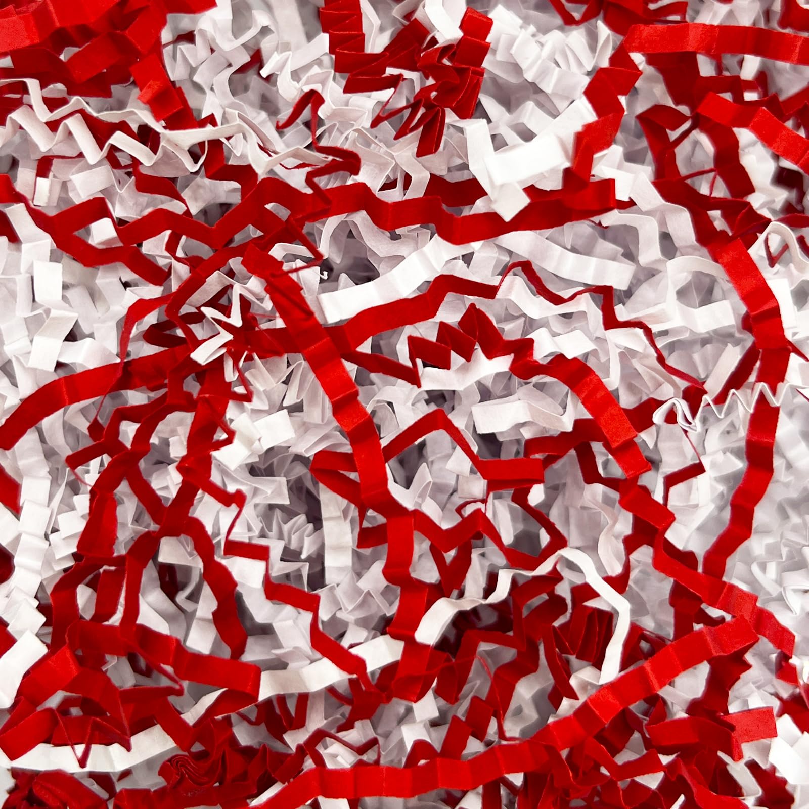 Red White Crinkle Cut Paper Shred Filler, 1 LB Basket Filler Shredded Paper, Confetti Stuffing for Basket Filling, Mother's Day, Birthdays, Weddings, DIY Gift Wrapping, Stuffer Party Supplies