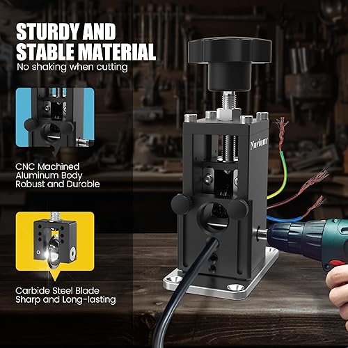 Miniatura 2 de Máquina pelacables mejorada con taladro, pelado de alambre de calibre 18 a 250 MCM, herramienta de reciclaje de alambre de cobre de chatarra de