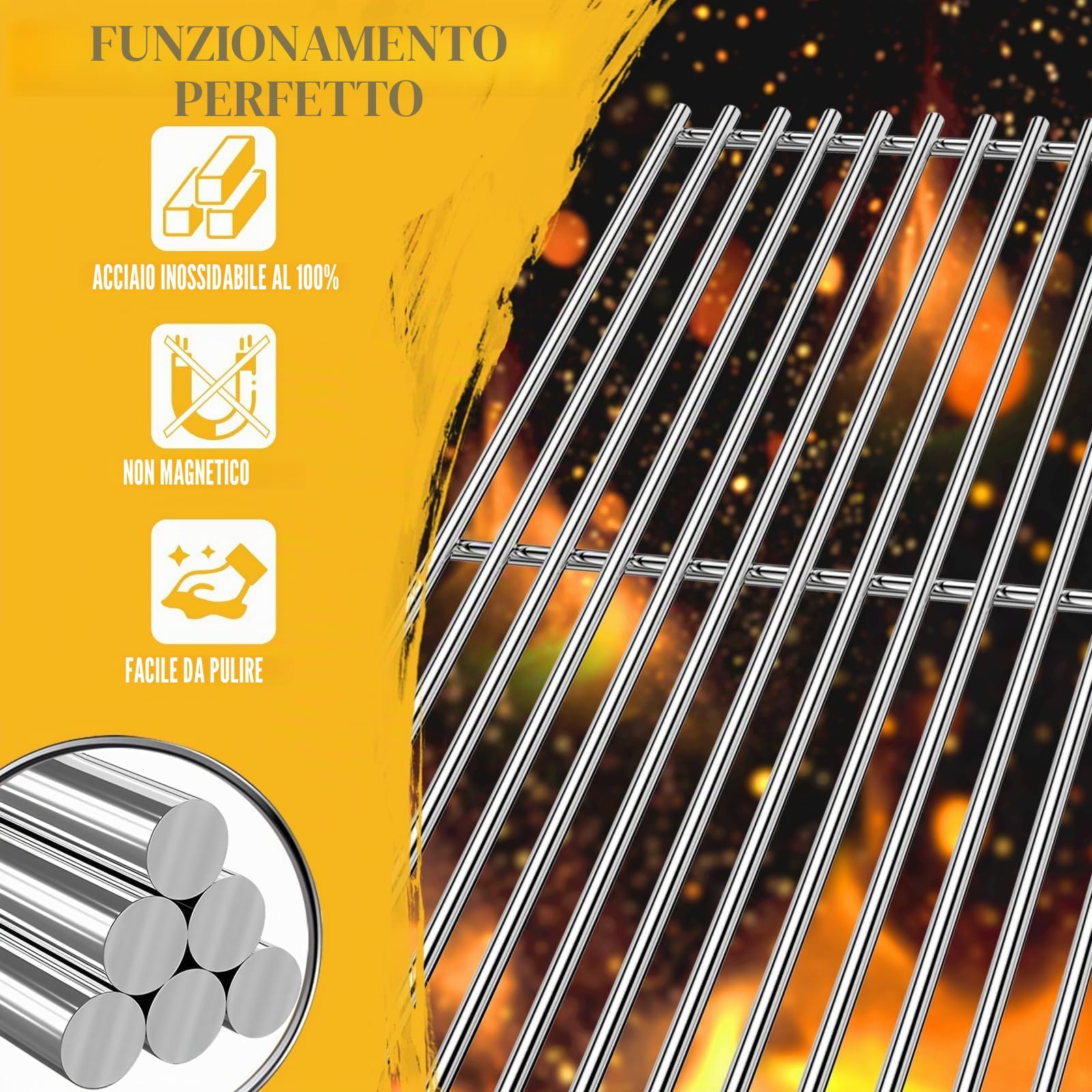 GFTIME 7637 Griglia in acciaio inox 44,5x26cm per Weber Spirit ⅠⅡ 200 Serie, Griglie per Spirit E210/220 S210/220 Gas Grills (con pulsanti di comando anteriori), Ricambio per Jamie Oliver Gasgrill