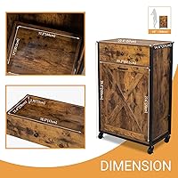 Vista 2 de VINGLI Armario de basura basculante de 13 galones, armario de cocina de madera con bote de basura oculto y cajón, organizador de almacenamiento