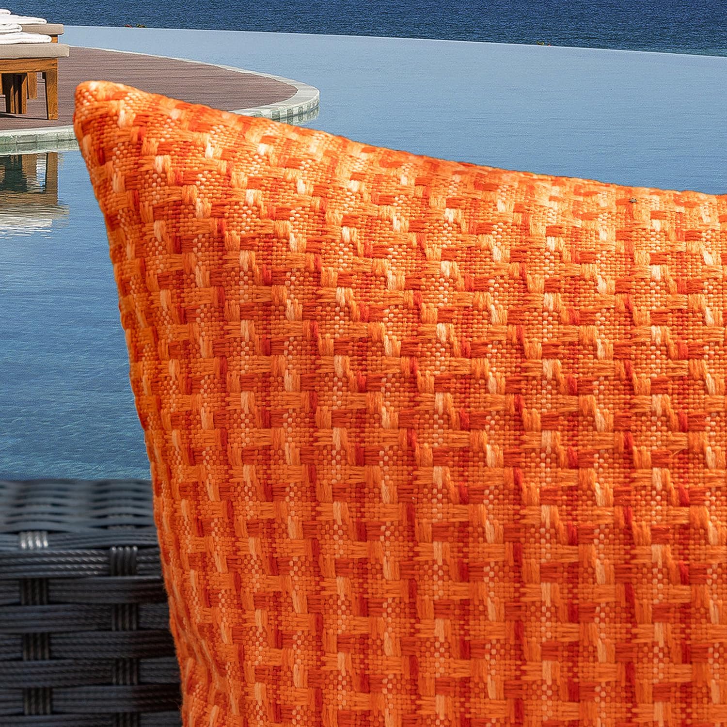 Kevin Textile Fall Outdoor Waterproof Throw Pillow Covers Pack of 2 Farmhouse Decorative Cushion Covers for Garden Patio Tent Balcony Bench Couch Sofa 12x20 Inch, Orange - Image 4