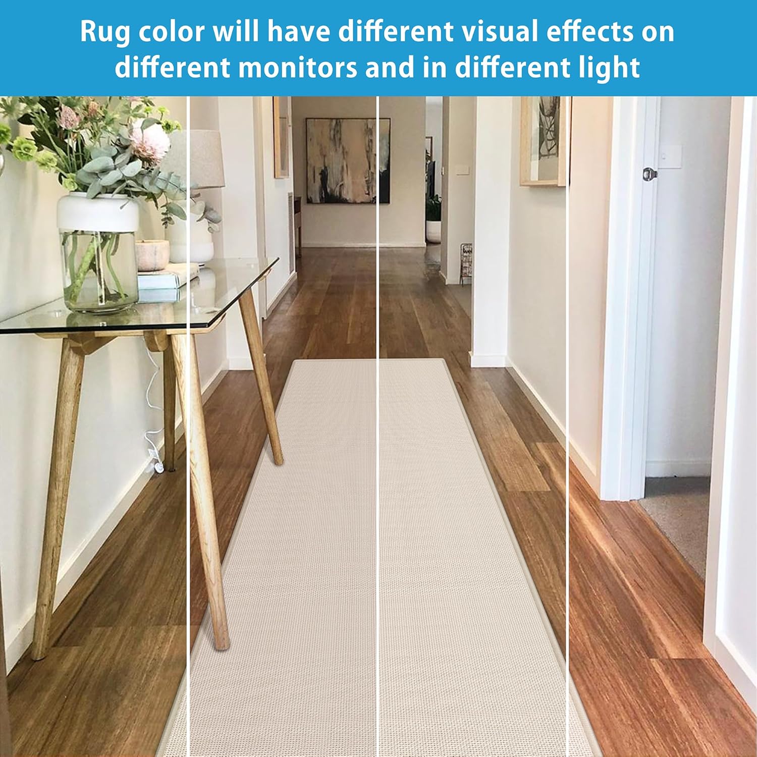 GOYLSER 20 ft Extra Long Runner Rugs for Hallways, Rubber Backed Kitchen Floor Mat Non Slip, Absorbent Beige Entry Way Runner Rugs Indoor - Image 2