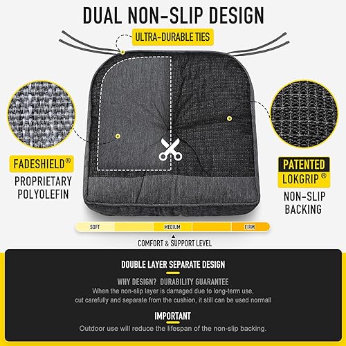 Miniatura 5 de SUNROX FadeShield - Cojines de espuma viscoelástica para mecedora, resistentes al agua, antideslizantes, duraderos, juego de cojines de asiento y