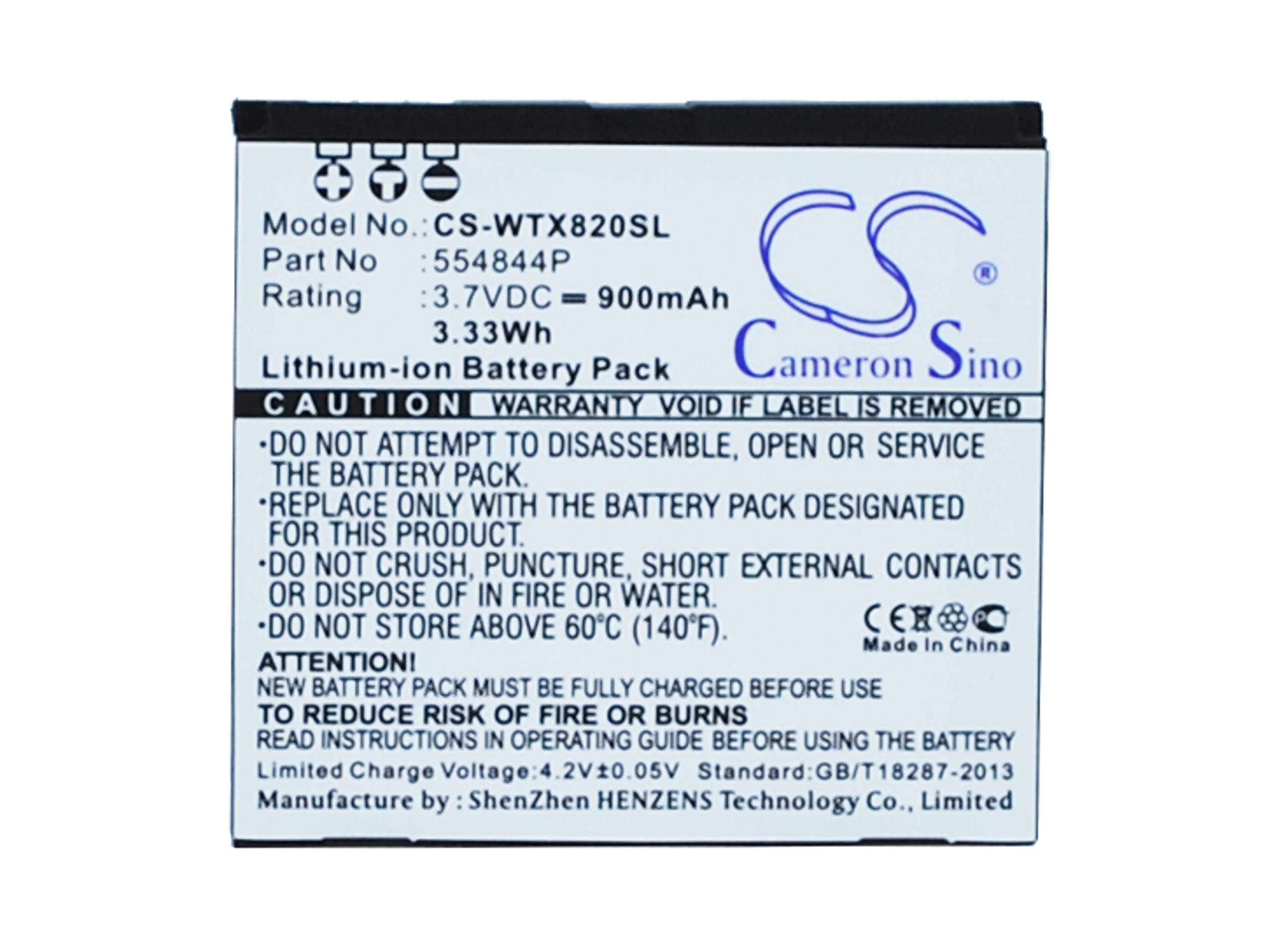 Batteria CS-WTX820SL 800mAh 3.7V Li-ion Per Takara GP55BT, Curtis GPD430, Wayteq X820/X850 E Altri