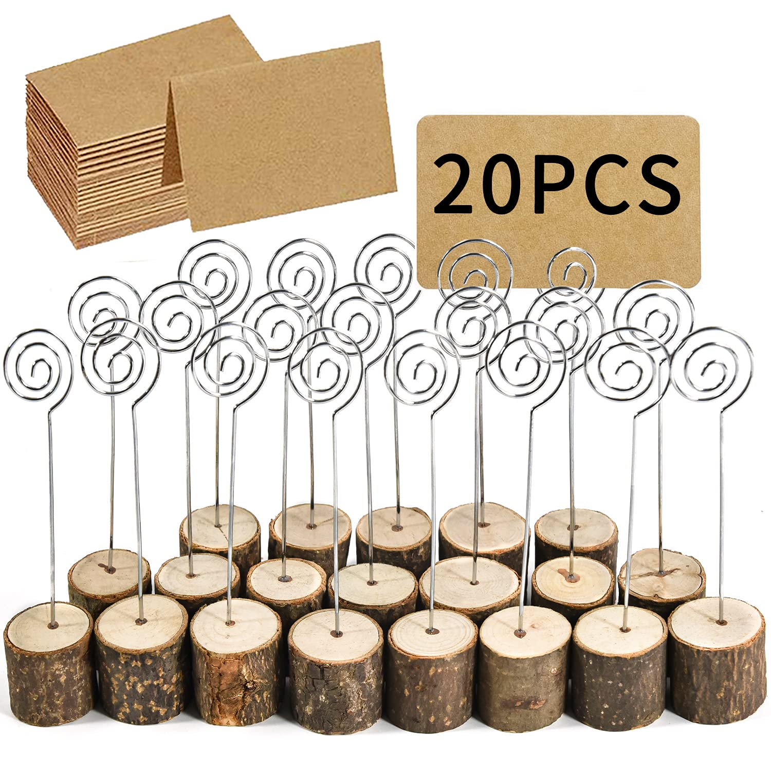 Buy newsbirds 20 Pack Rustic Wood Place Card Holders, Picture Holder