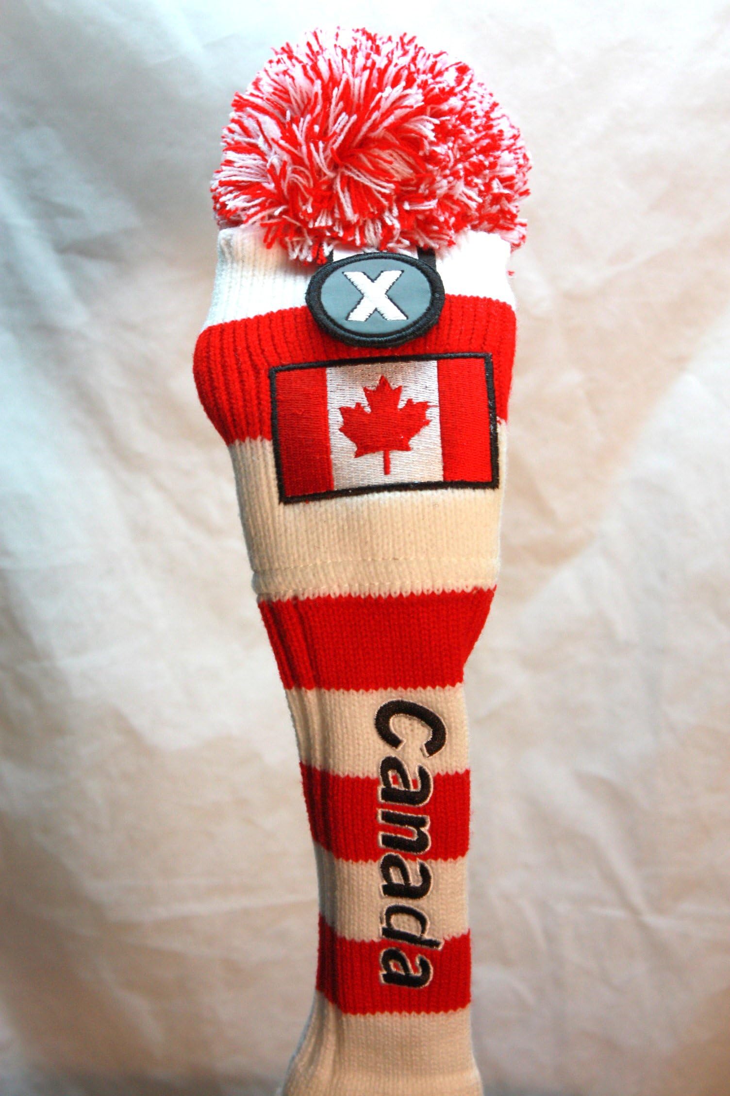 Canada X Fairway Red & White Knit Golf Head Covers Headcovers