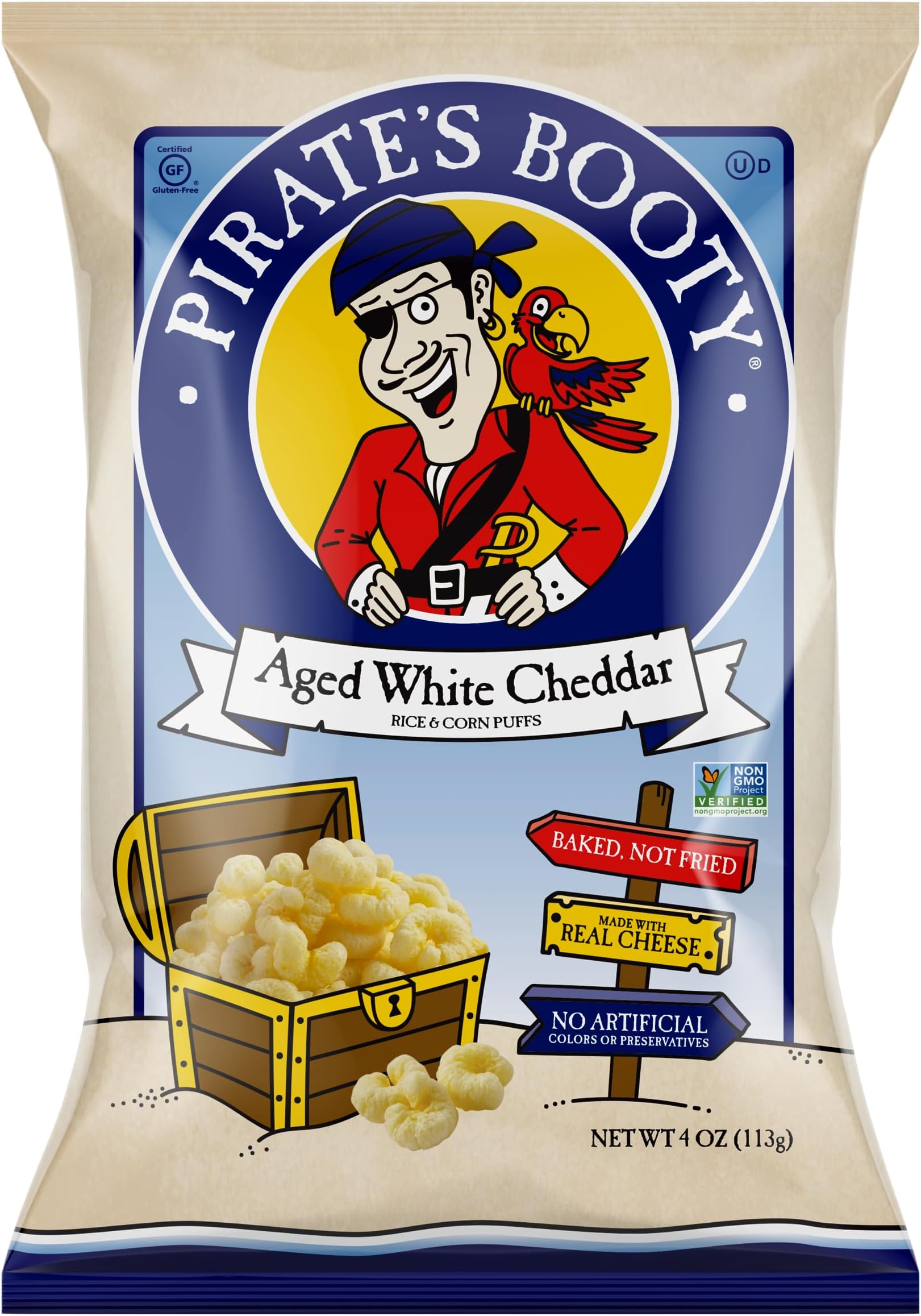 Pirate Brands White Cheddar, 4 oz