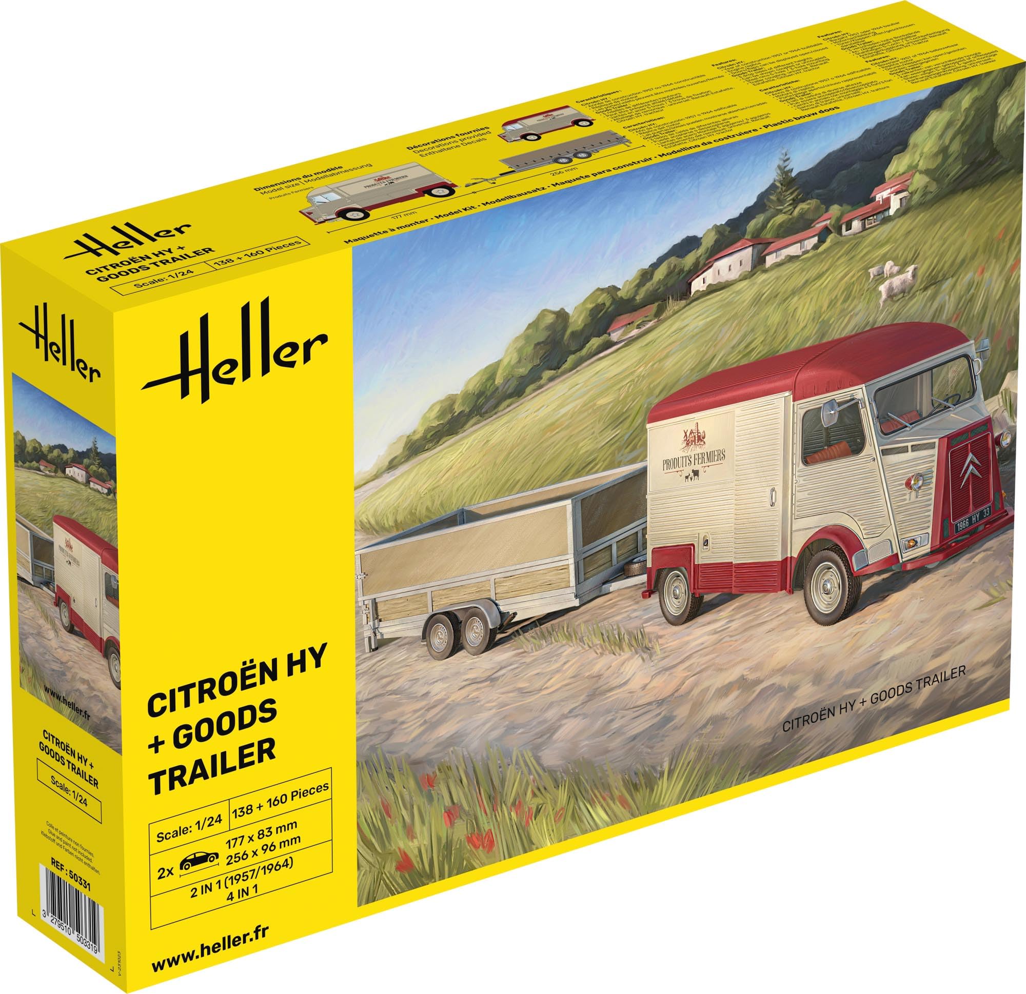 HEL50331 - Heller 1:24 - Citroen HY & Goods Trailer