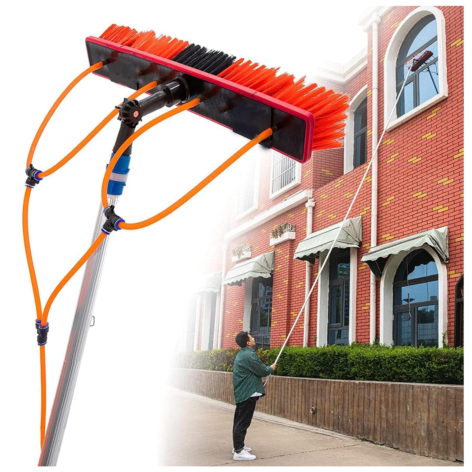 Panneaux solaires sales ? Brosse de nettoyage réglable avec manche télescopique 9m