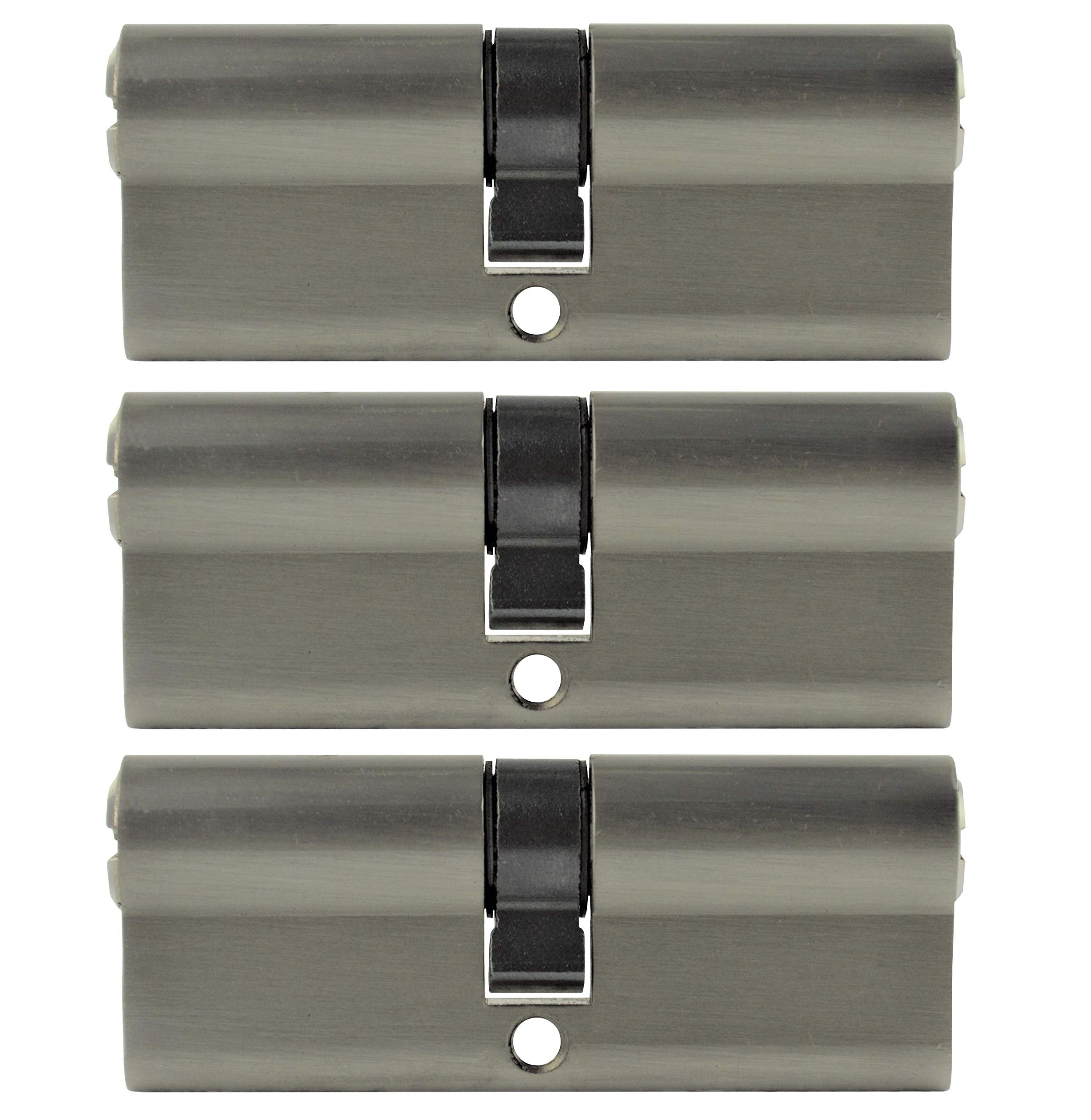 Lot de 3 cylindres profilés 80 mm 40/40 à fermeture identique avec 15 clés double cylindre
