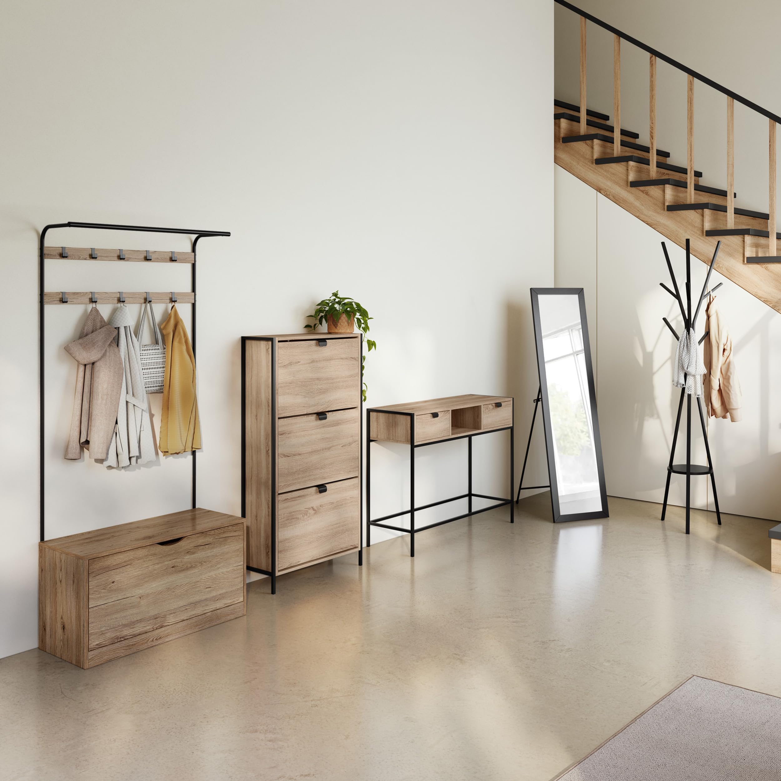 5five - Mueble Zapatero de 3 cajones aliaj Efecto Roble Natural
