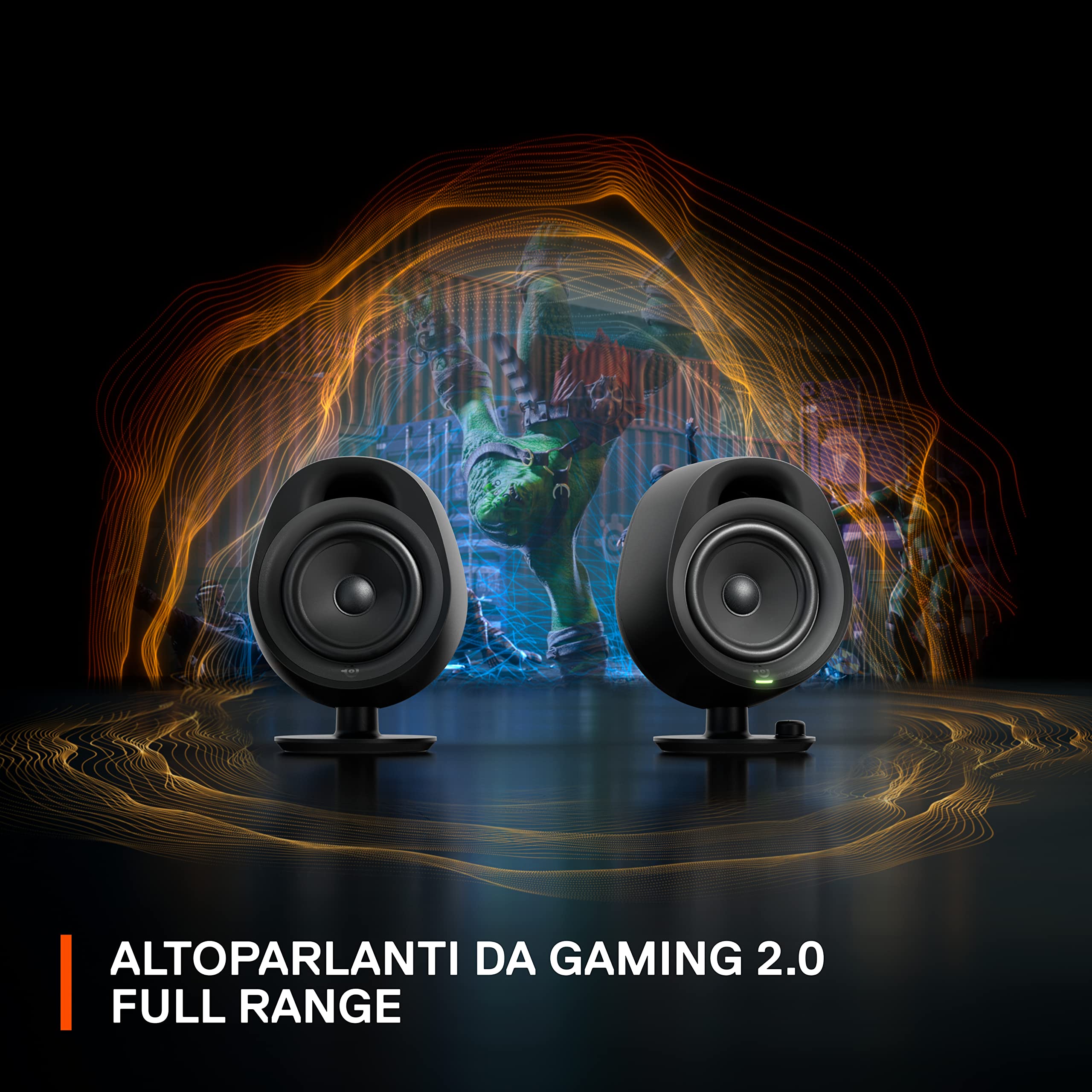 SteelSeries Arena 3 - Altoparlanti da gioco full-range 2.0 - Audio coinvolgente - Comandi sull’altoparlante - Driver da 4" - Con cavo e Bluetooth - Aux da 3,5 mm - PC, Mac, Mobile
