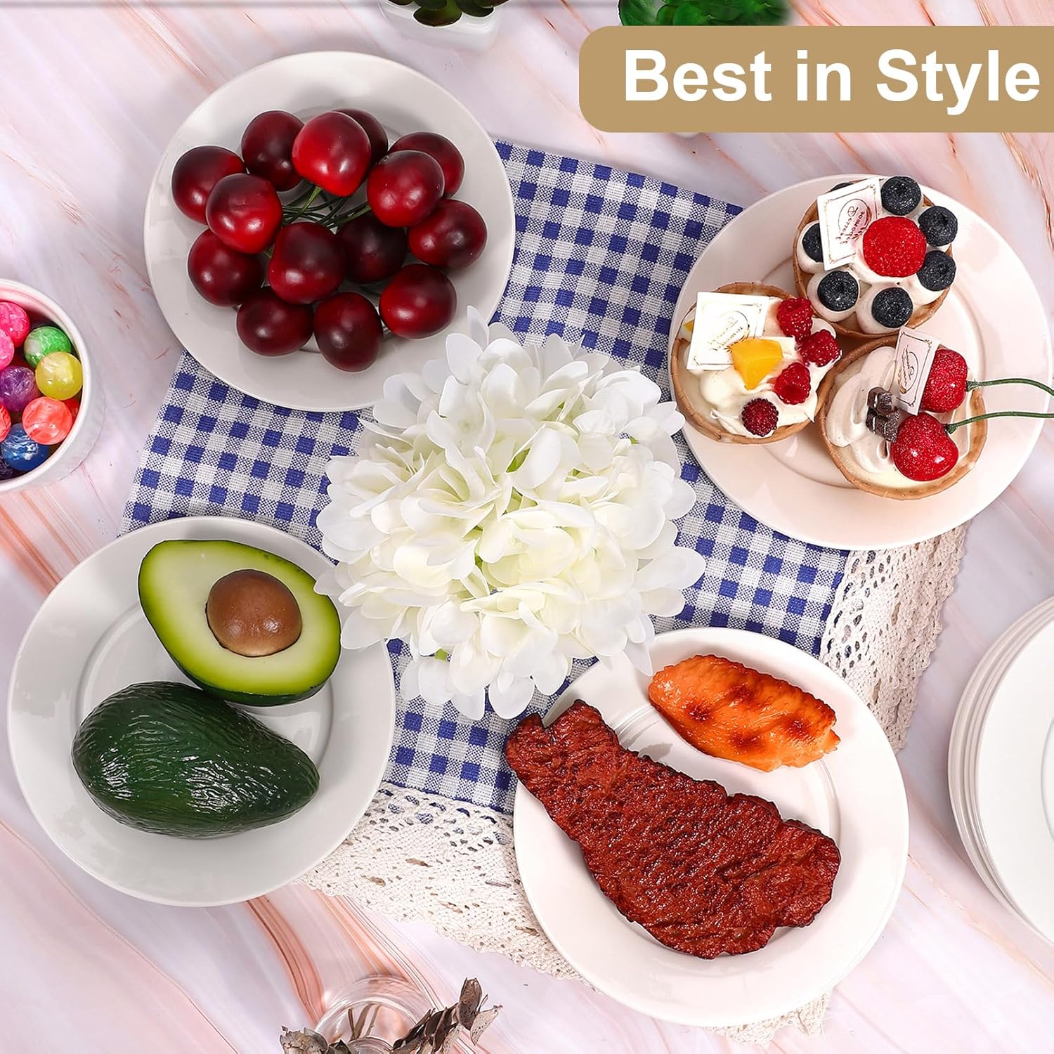 12 Pcs Porcelain Dessert Plates, 8 Inch Small Appetizer Plates, White Ceramic Plate for Appetizers, Small Round White Salad Plate, Microwave, Oven and Dishwasher Safe