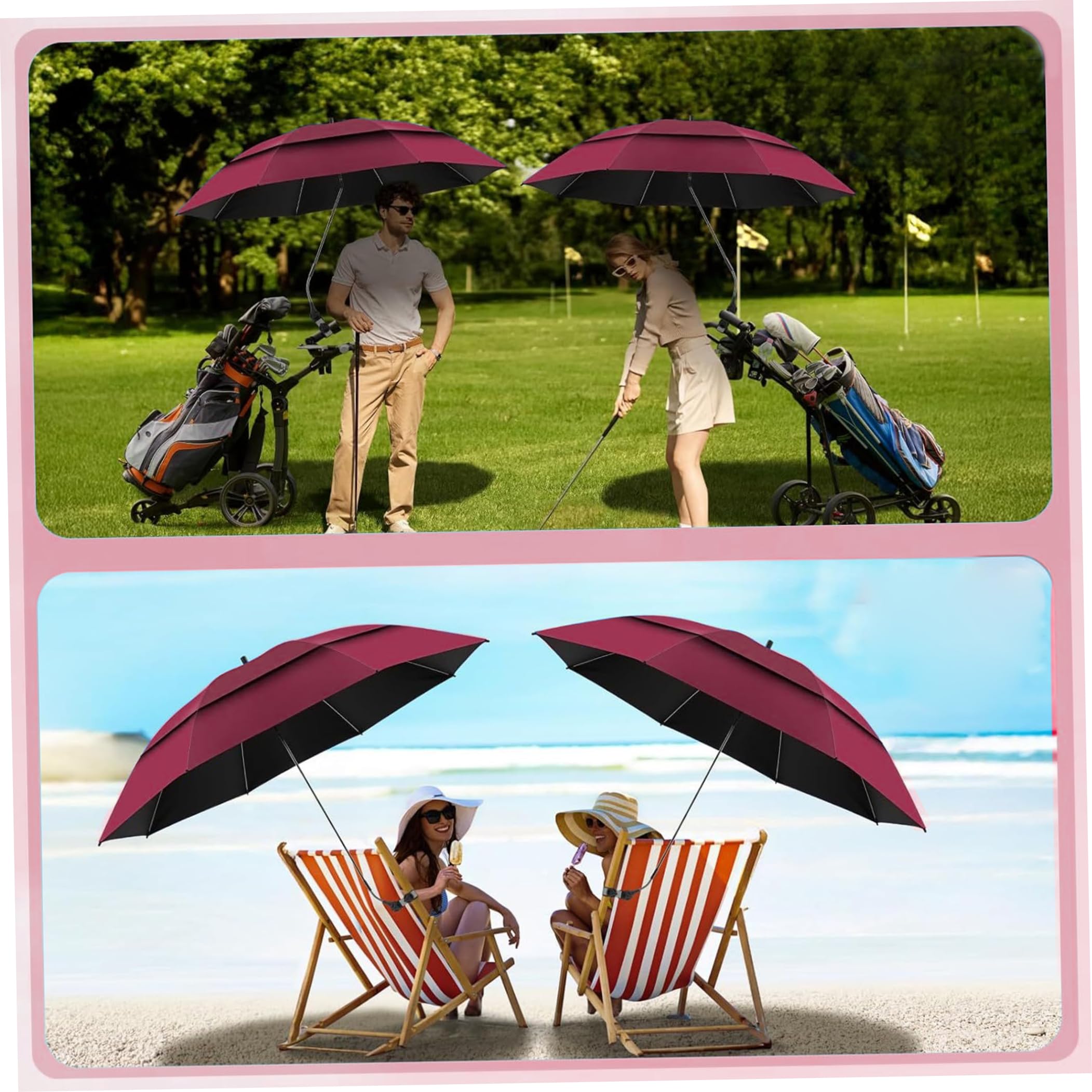 Parasol de chaise avec pince, pare-soleil d'extérieur réglable, tissu résistant aux UV de 47 pouces pour la plage, le camping, la pêche, rouge