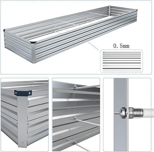 Miniatura 4 de ZUNUDA 2 camas de jardín elevadas galvanizadas de 9 x 3 x 1 pies para exteriores, para verduras, jardineras galvanizadas, camas elevadas de metal