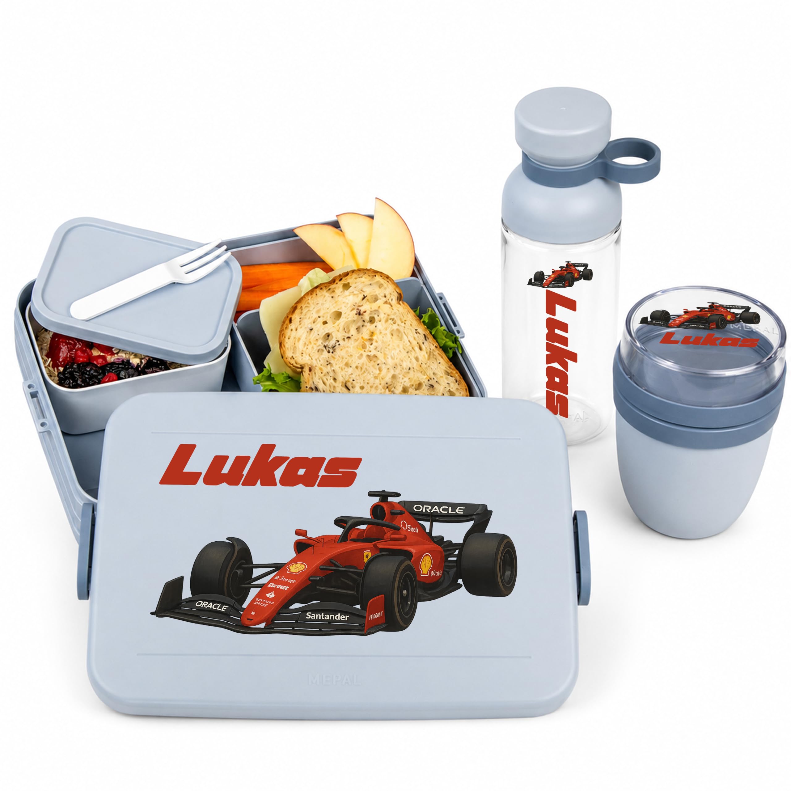 Mepal Personalisierte Brotdose Trinkflasche | Formel Rennwagen Rennsport 1
