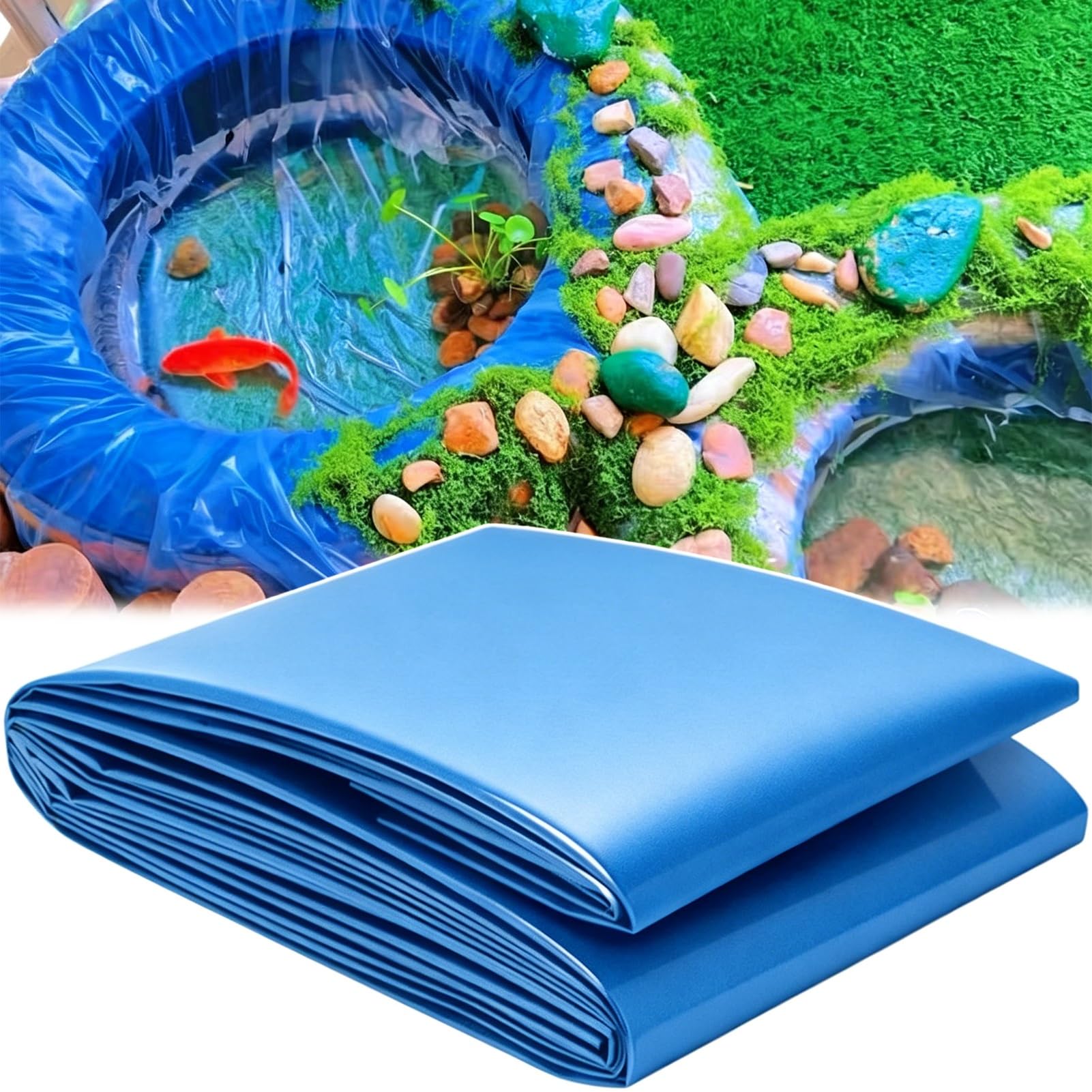 Yopappol Custom Size Blue HDPE Fish Pond Liner, Resistant Puncture & Waterproof Underlay Membrane for Koi Pool, Outdoor Aquaculture And Water Features(4x6m(13.1x19.7ft))