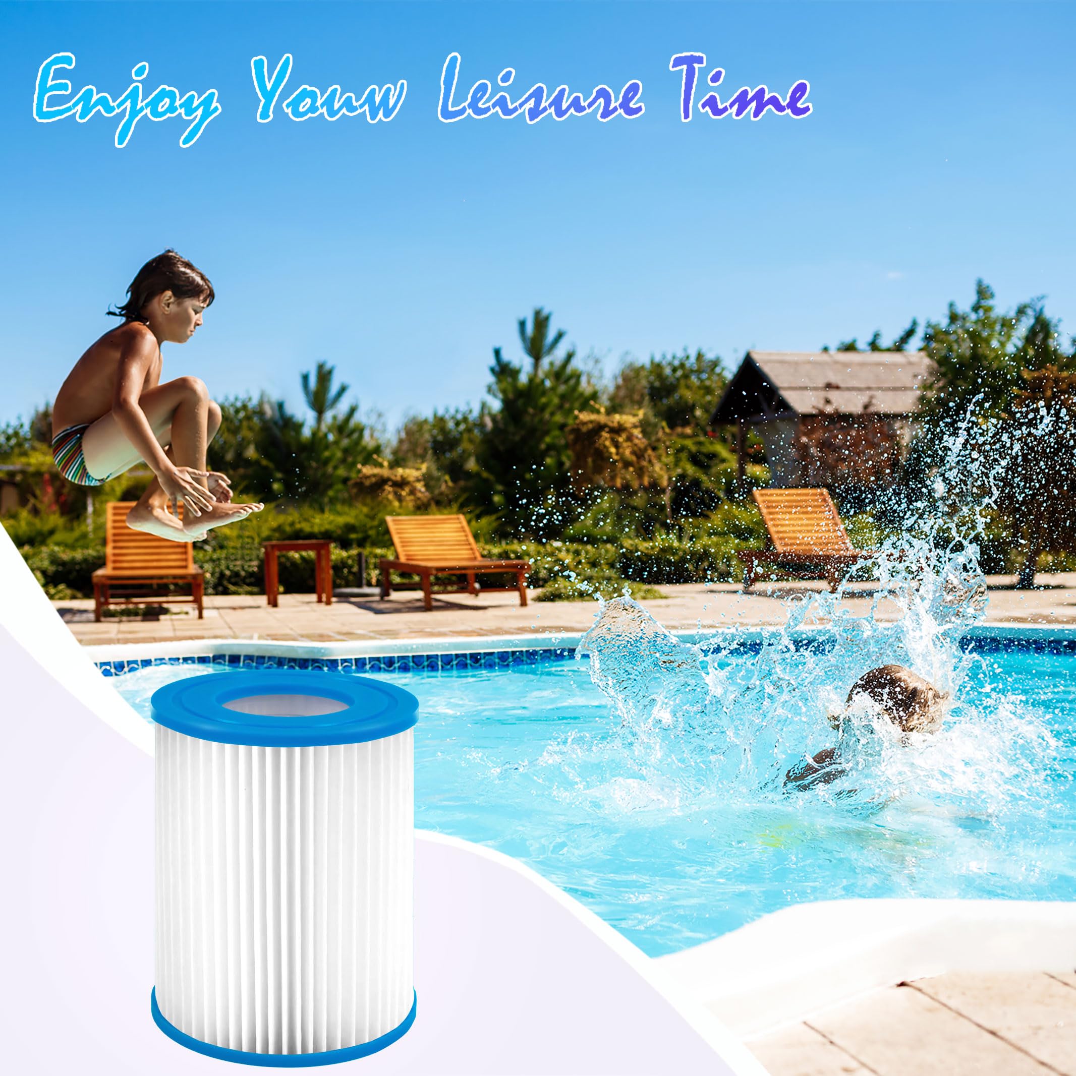 Pool filterkartusche typ II,136mmx106mm Ersatzfilte Cartridge,kompatibel mit 58094, 58386 Pumps, für Poolfilter (4 Pcs)