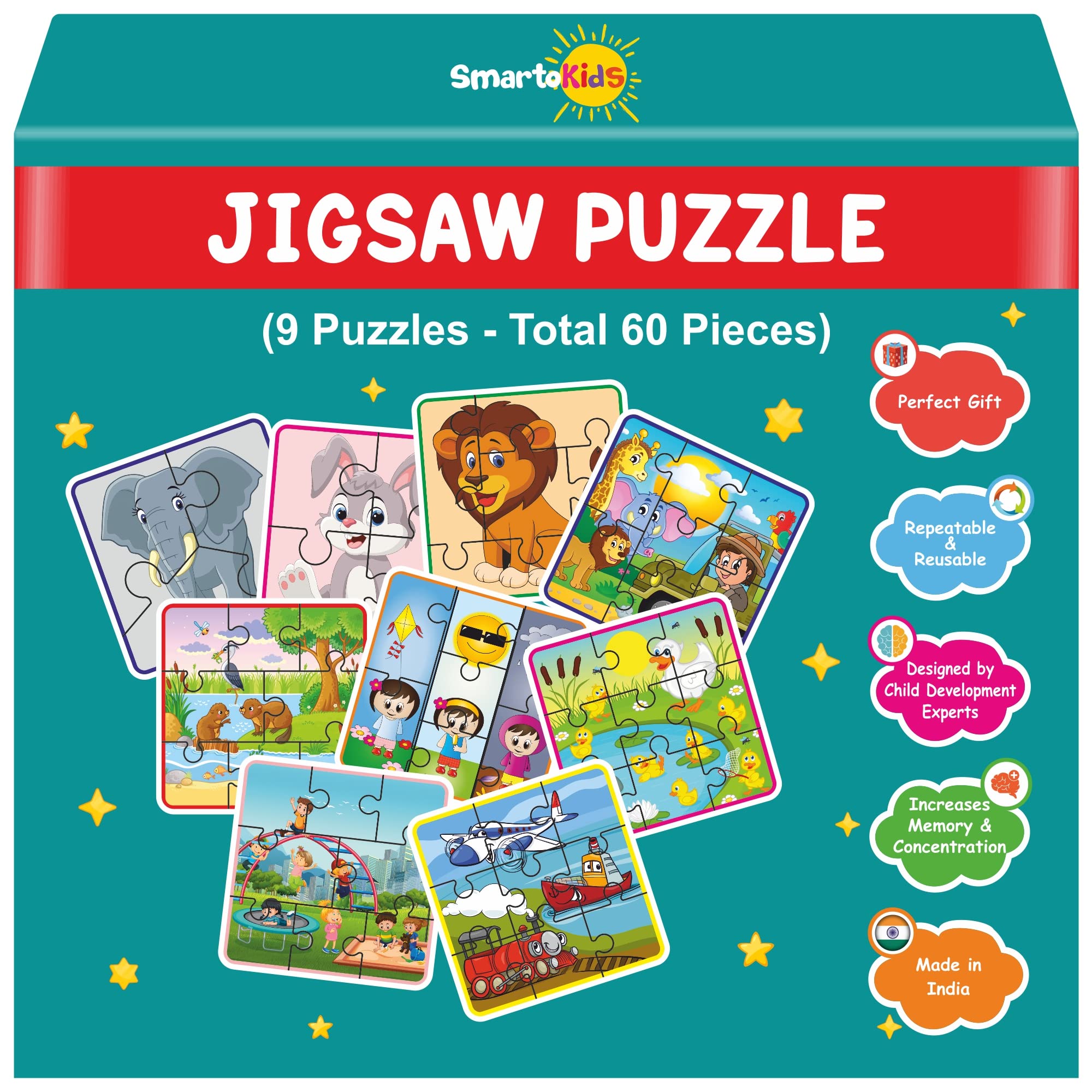 Buy SmartoKids Jigsaw Puzzle Game Jumbo combo pack of 9 Different sets