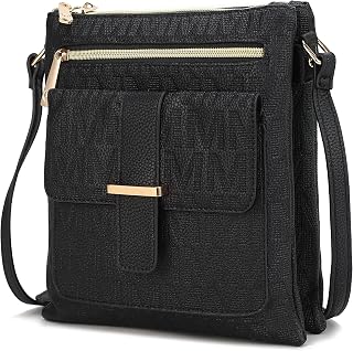 MKF Crossbody Bag for Women – PU Leather Pocketbook Handbag Triple Compartment Messenger Purse – Shoulder Strap
